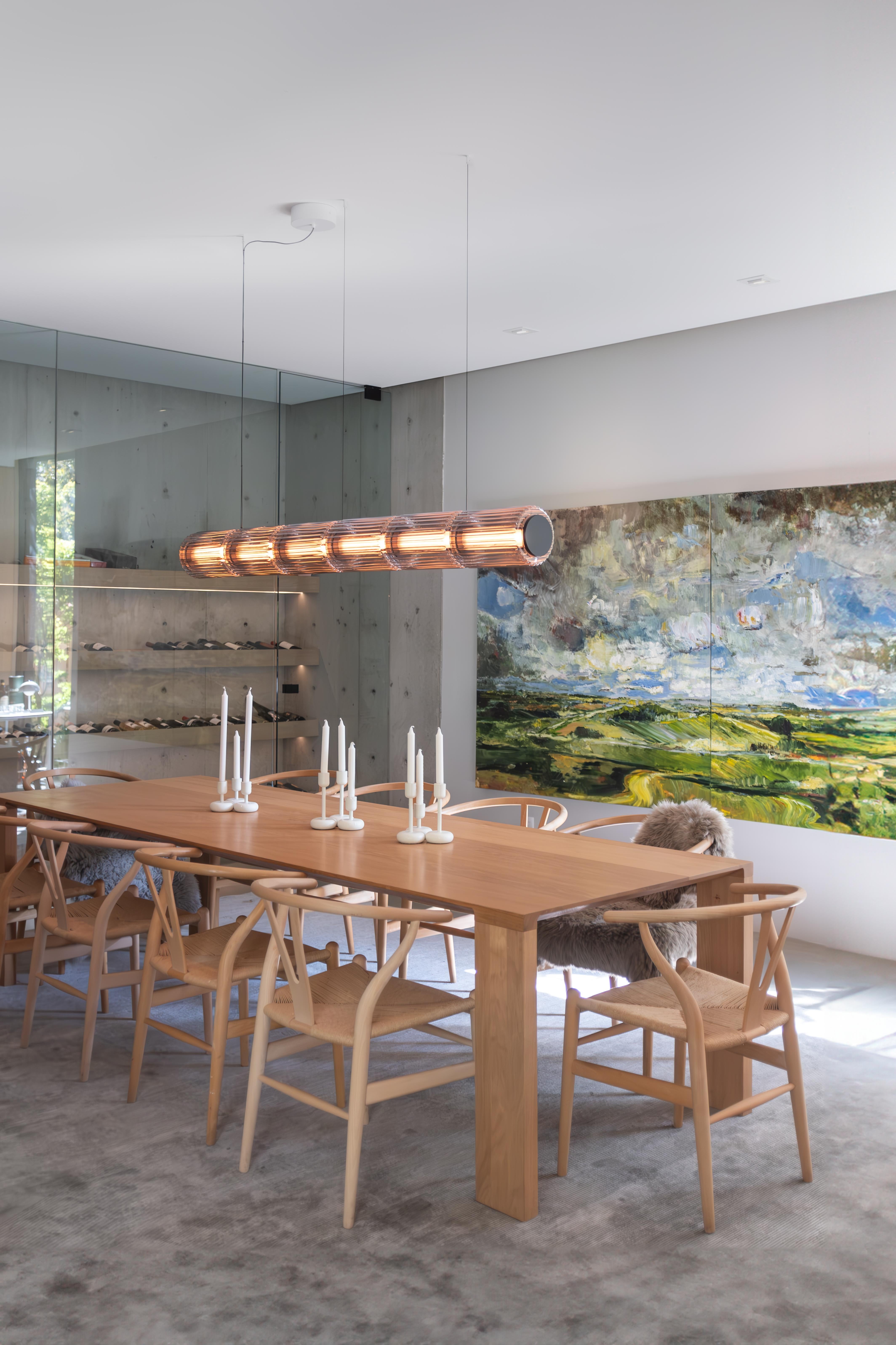 Lámpara Colgante Contemporánea 'Columna' 300 - 4, Horizontal, Ámbar Vidrio en venta
