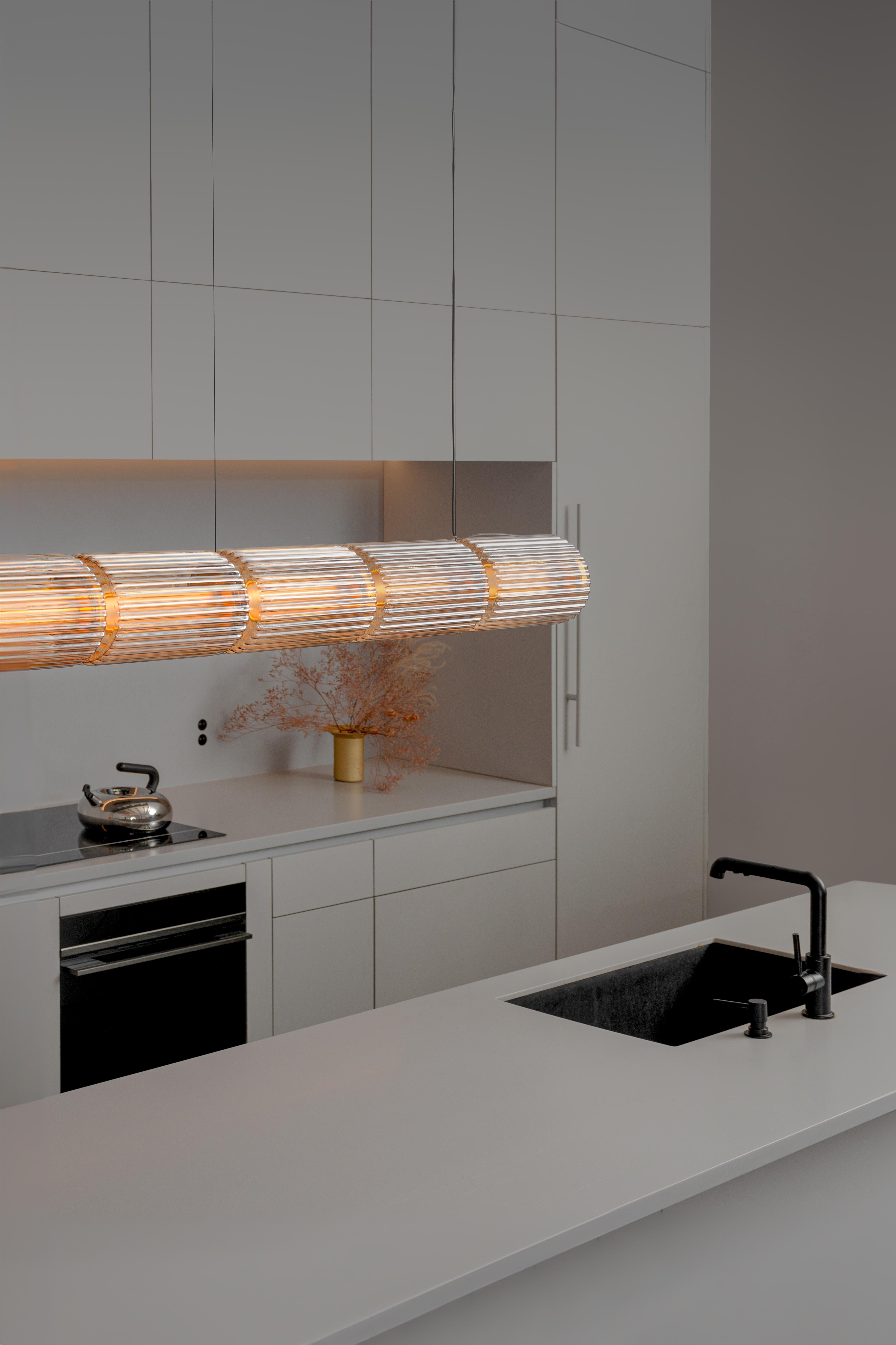 Vetro Lampada a sospensione contemporanea 'Column' 300 - 5, verticale, carbonio in vendita