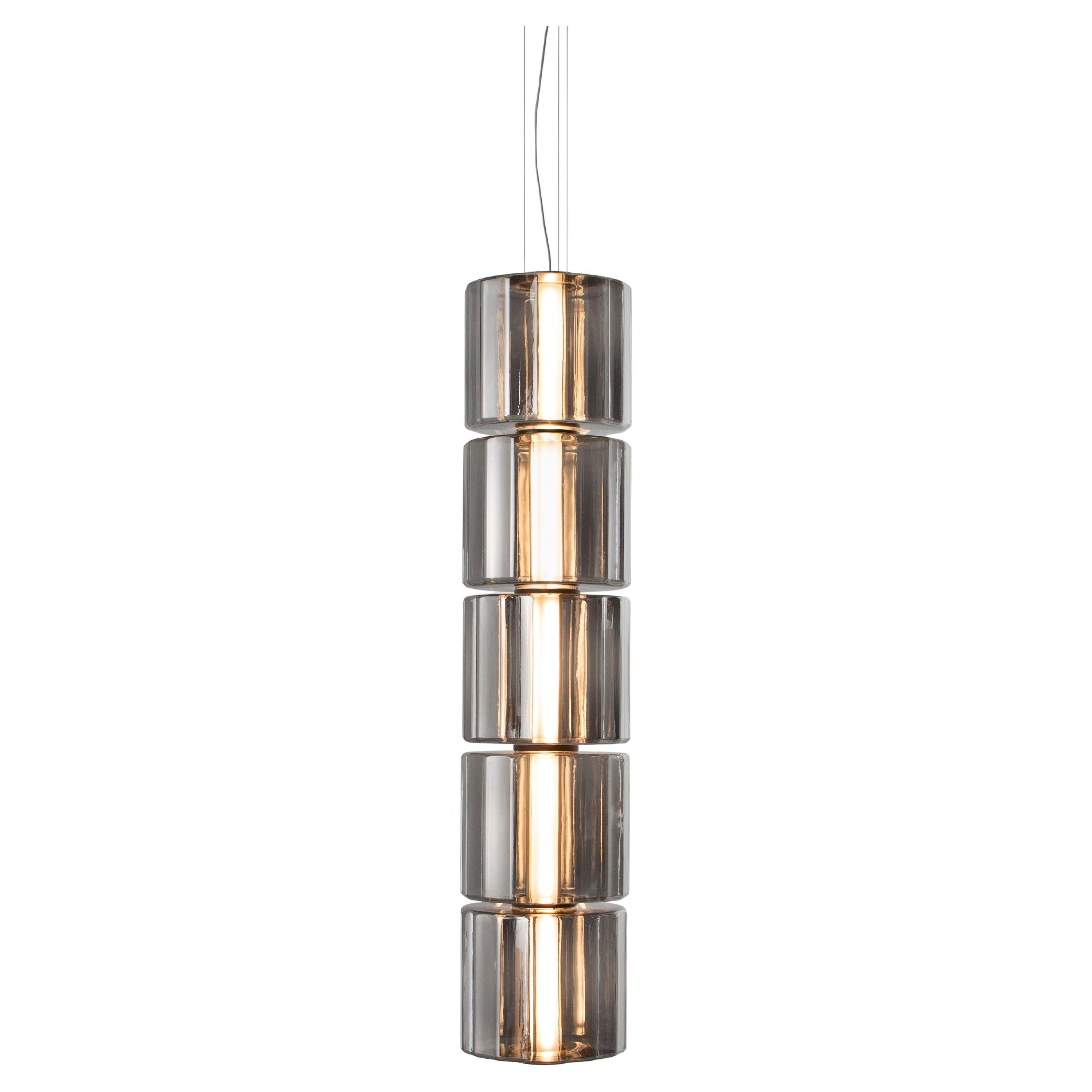 Lampada a sospensione contemporanea 'Column' 300 - 5, verticale, carbonio in vendita
