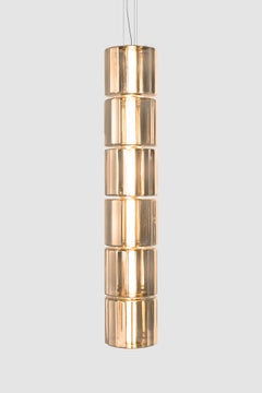 Contemporary Pendant Lamp 'Column' 300 - 6, Vertical, Amber