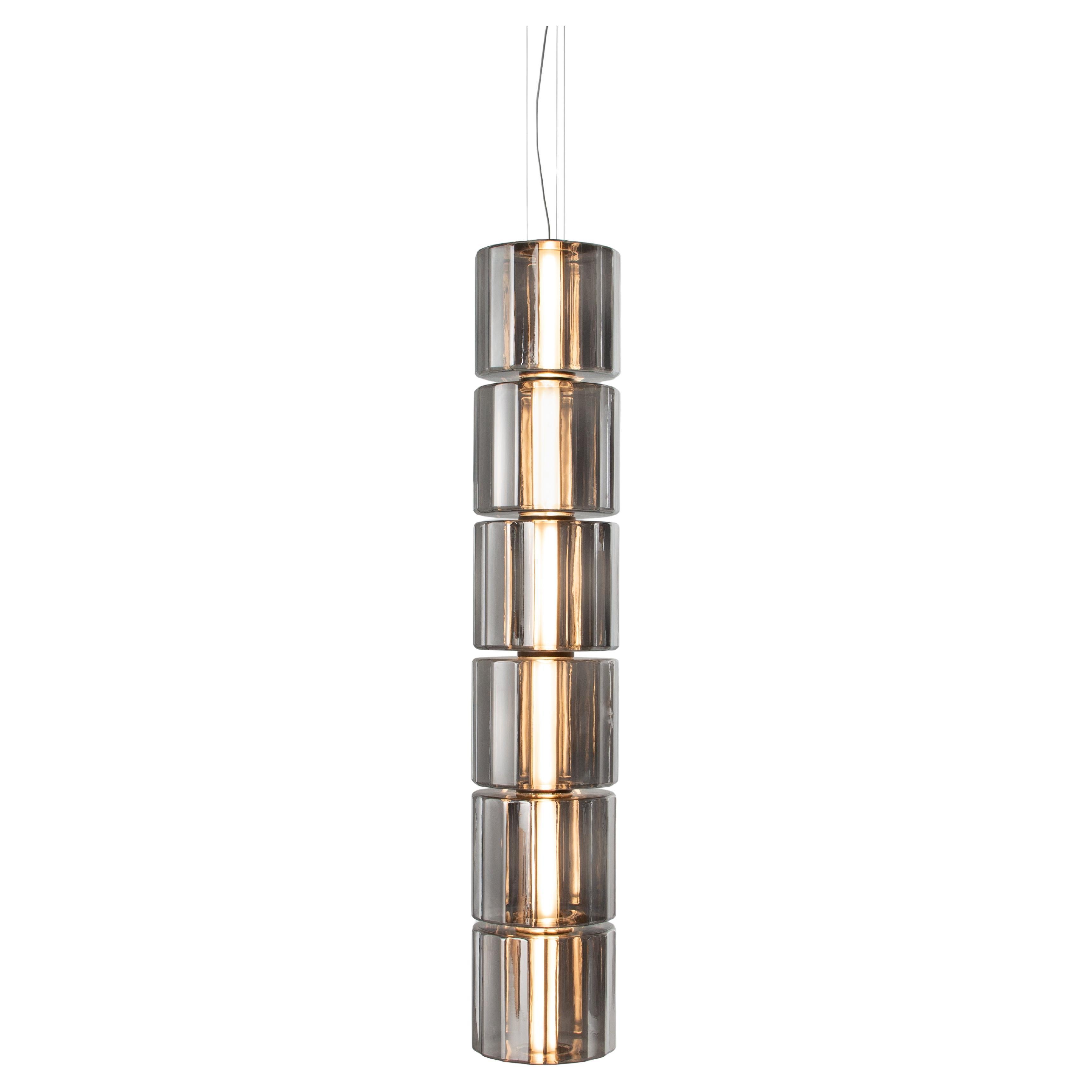 Lampada a sospensione contemporanea 'Column' 300 - 6, verticale, carbonio