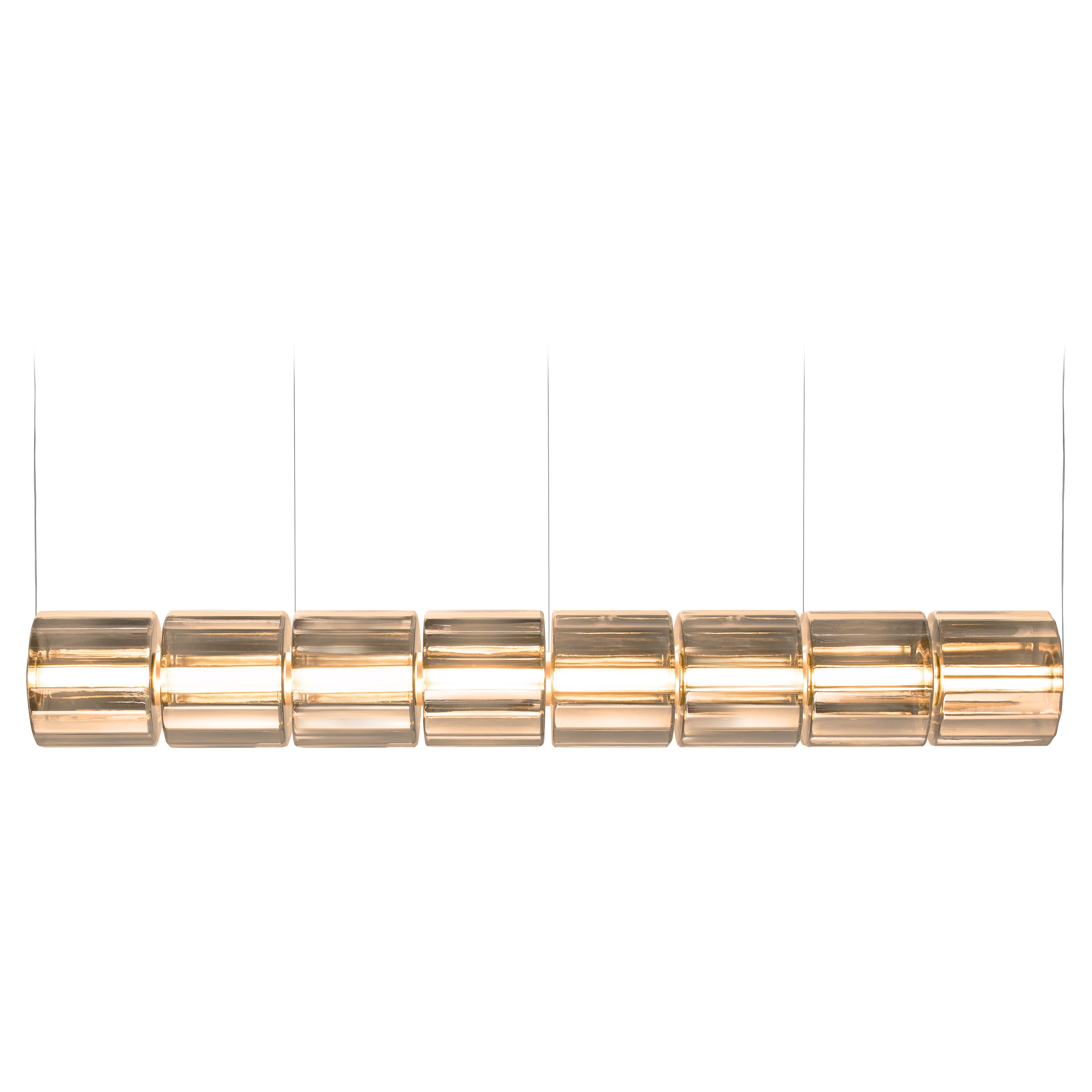 Contemporary Pendelleuchte 'Column' 300 - 8, Horizontal, Bernstein