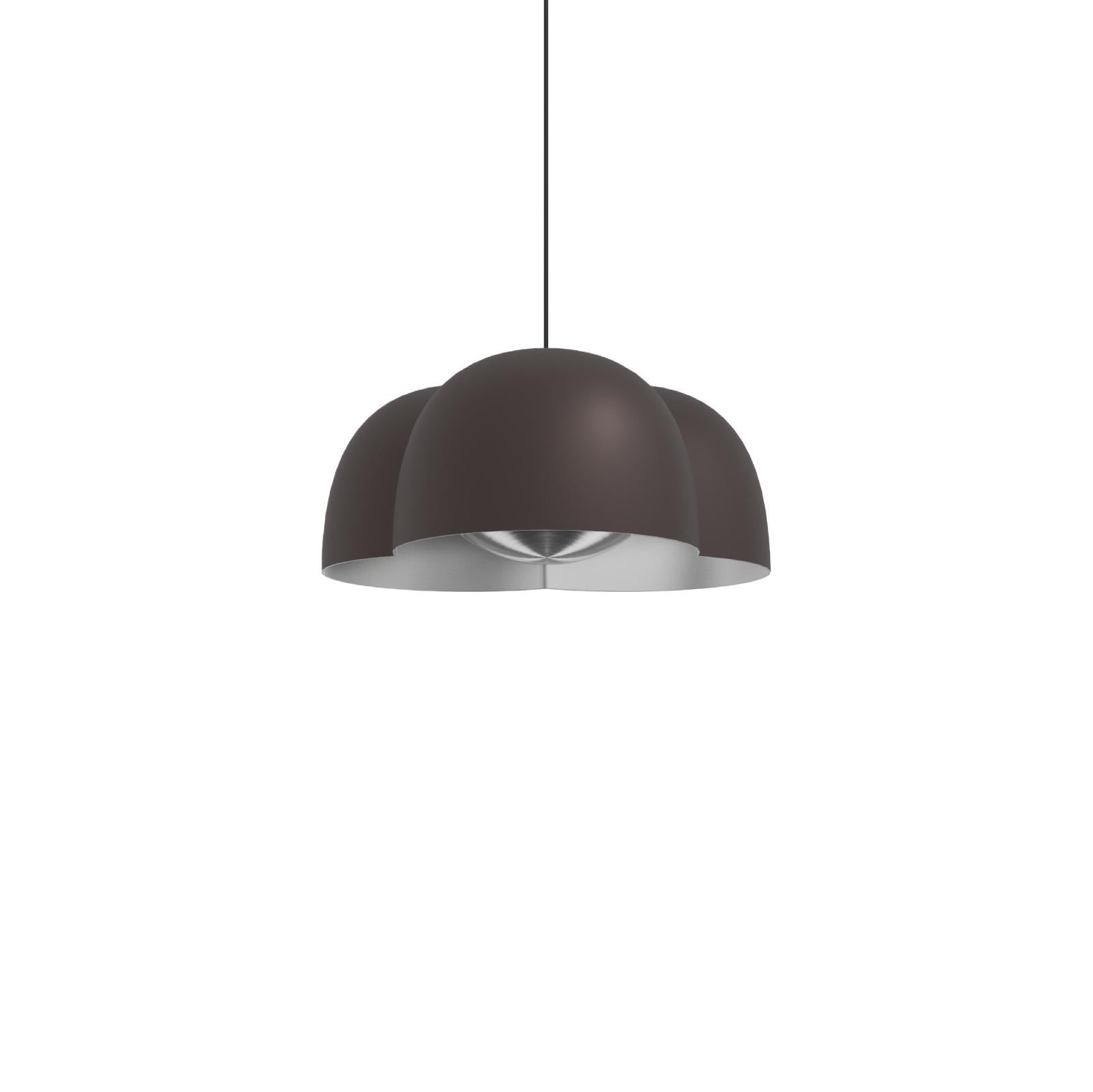 Cotton Pendant lamp by Sebastian Herkner x AGO Lighting
Chocolate

Materials: Aluminum, Stainless 
Light Source: Integrated LED (SMD), DC
Watt. 12W
Color temp. 2700 / 3000K
Cable Length: 3m 

Available colors:
Charcoal, chocolate, deep