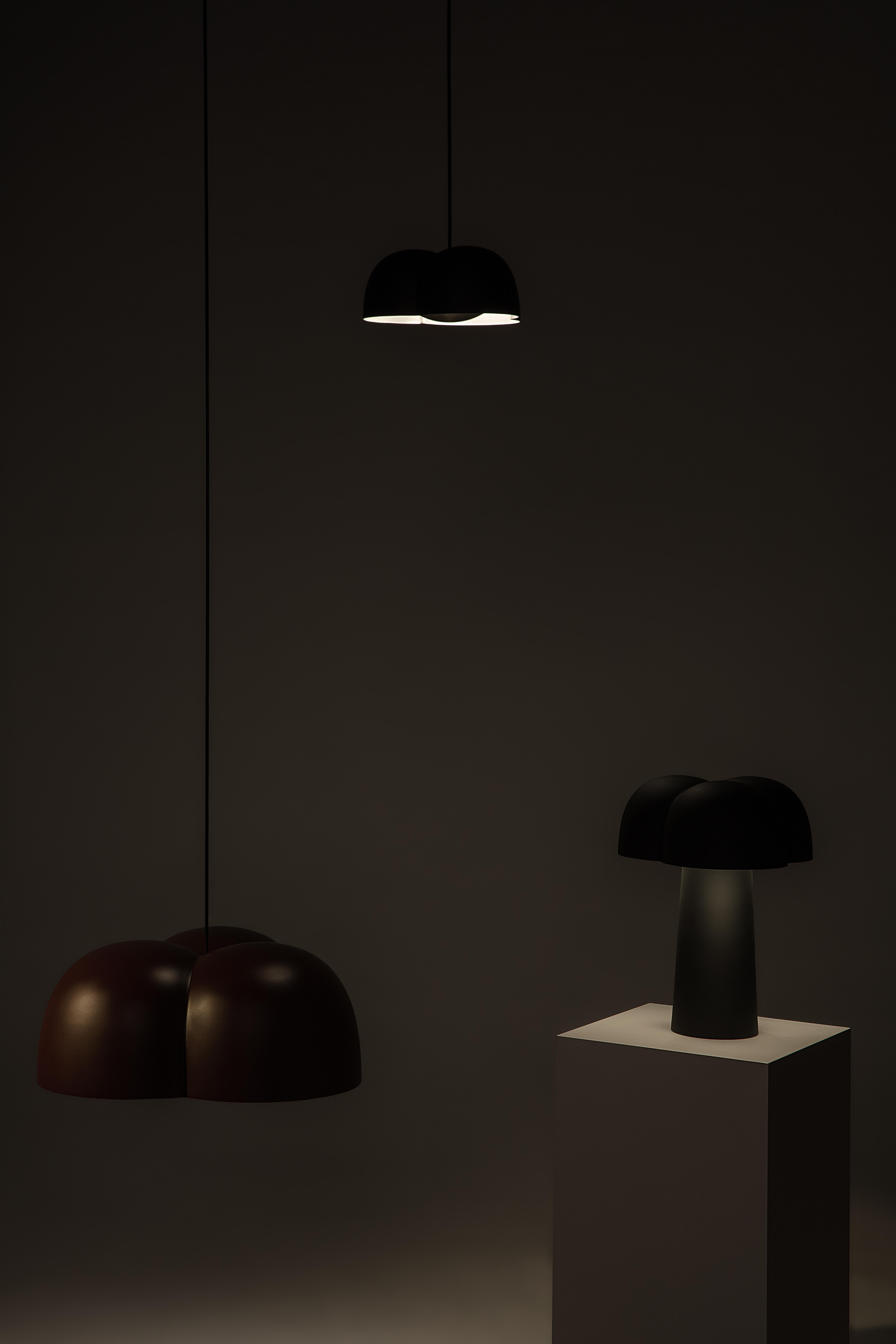 Contemporary Pendant Lamp 'Cotton' by Sebastian Herkner x Ago, Large - Charcoal  For Sale 4