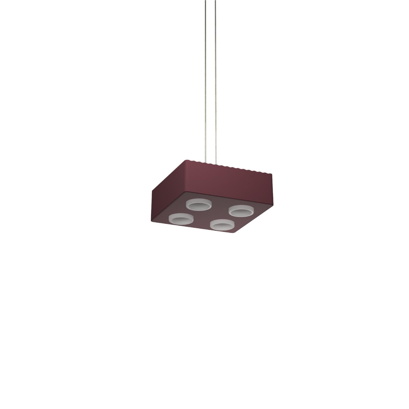 Aluminum Contemporary Pendant Lamp 'Domino' by Sylvain Willenz x AGO, Burgundy  For Sale