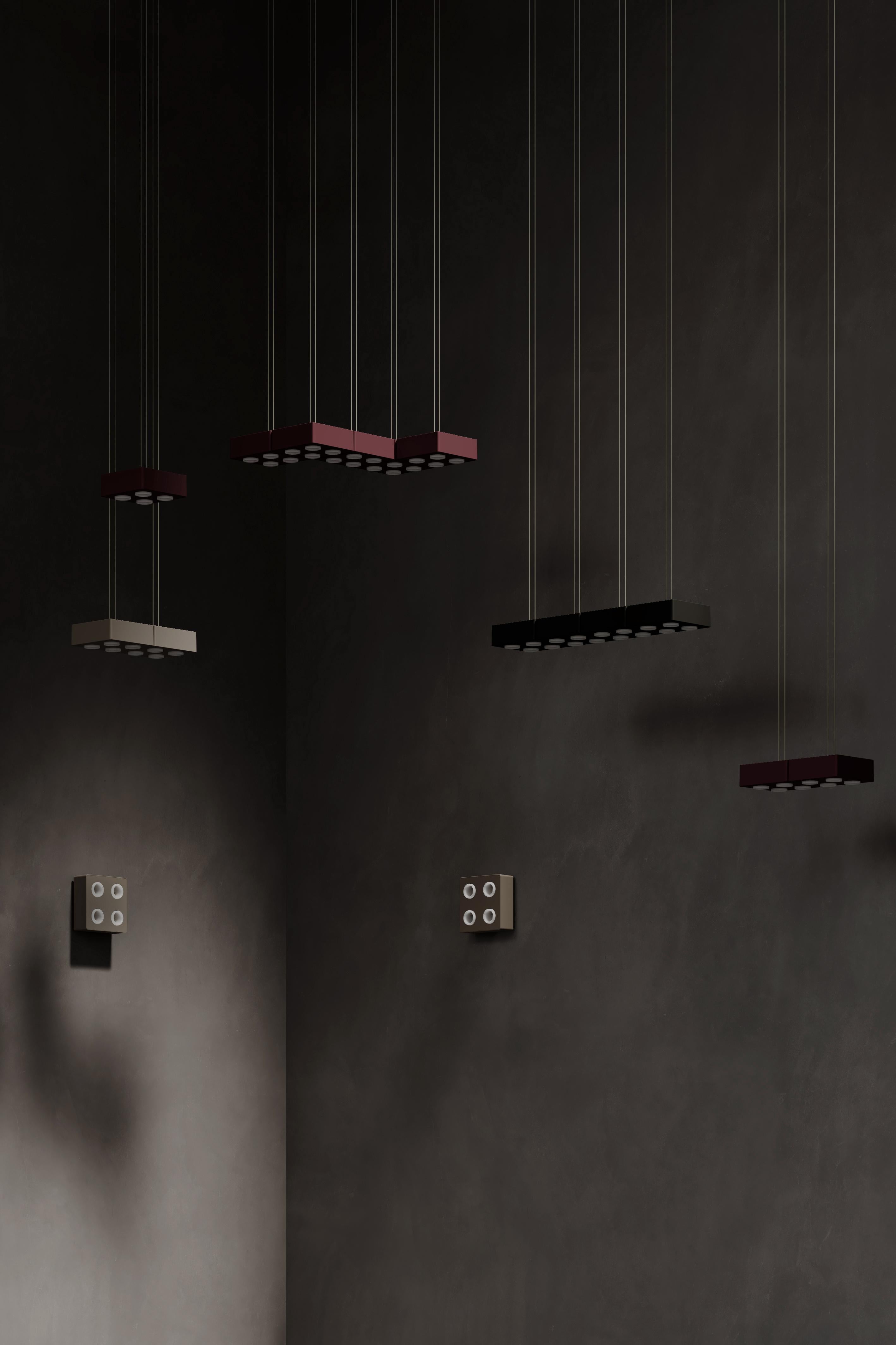 Zeitgenössische Pendelleuchte „Domino“ von Sylvain Willenz x AGO, Doppelt – Holzkohle im Angebot 3