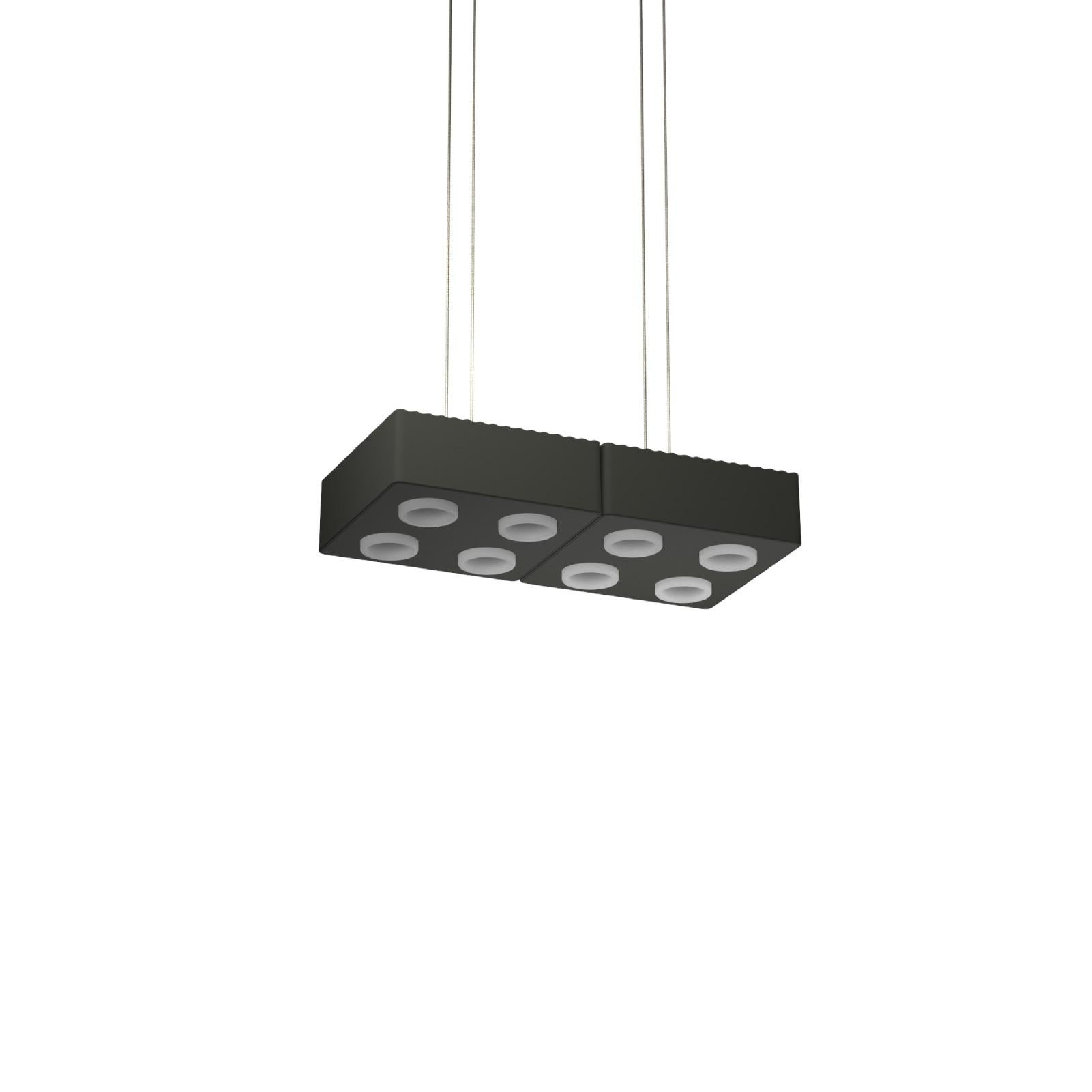 Domino Pendant lamp by Sylvain Willenz x AGO Lighting
Charcoal - Double Pendant Lamp

Materials: Aluminum 
Light Source: Integrated LED (COB), DC
Watt. 30 W (15W x 2)
Color temp. 2700 / 3000K
Cable Length: 3m 

Available colors:
Charcoal,