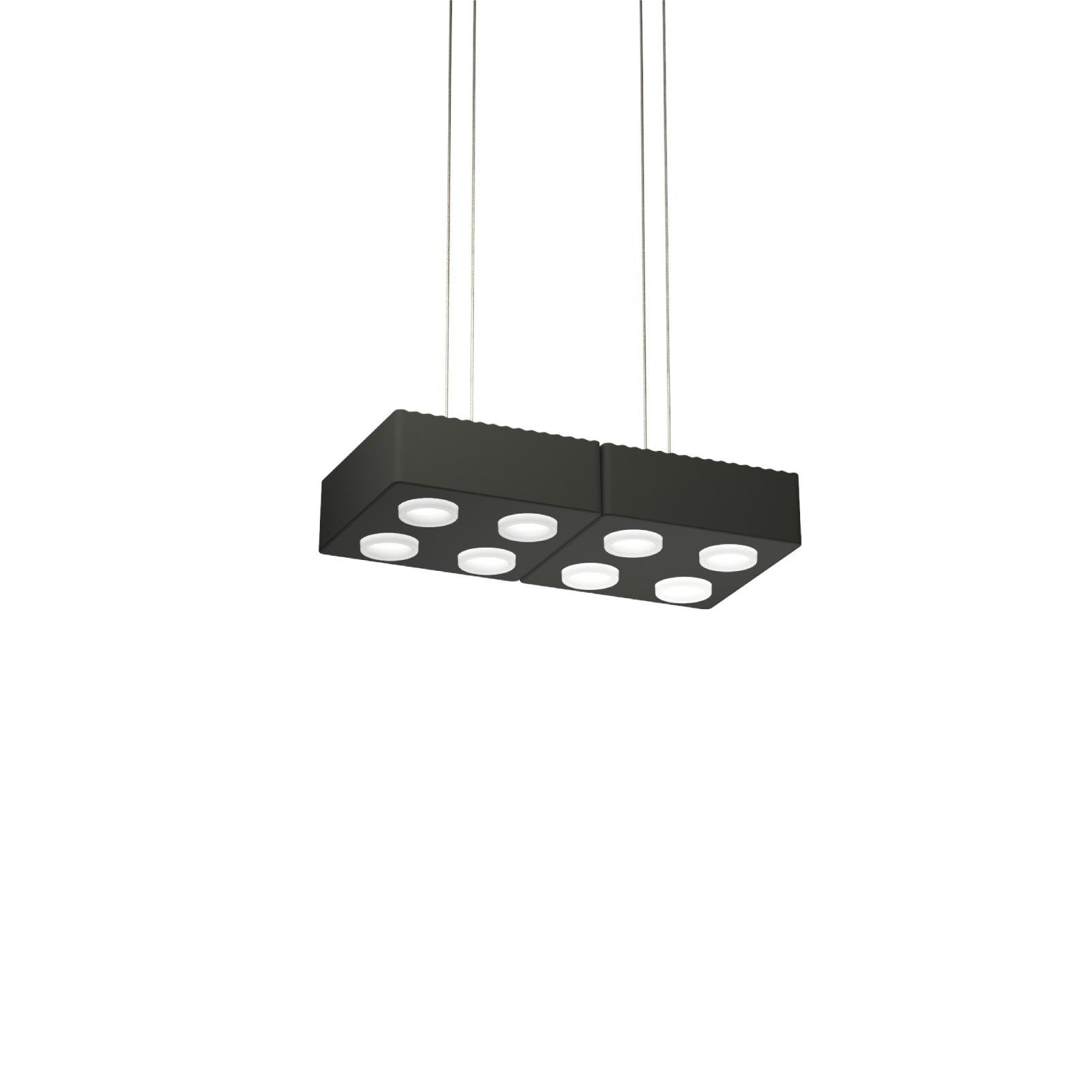 Zeitgenössische Pendelleuchte „Domino“ von Sylvain Willenz x AGO, Doppelt – Holzkohle (Aluminium) im Angebot