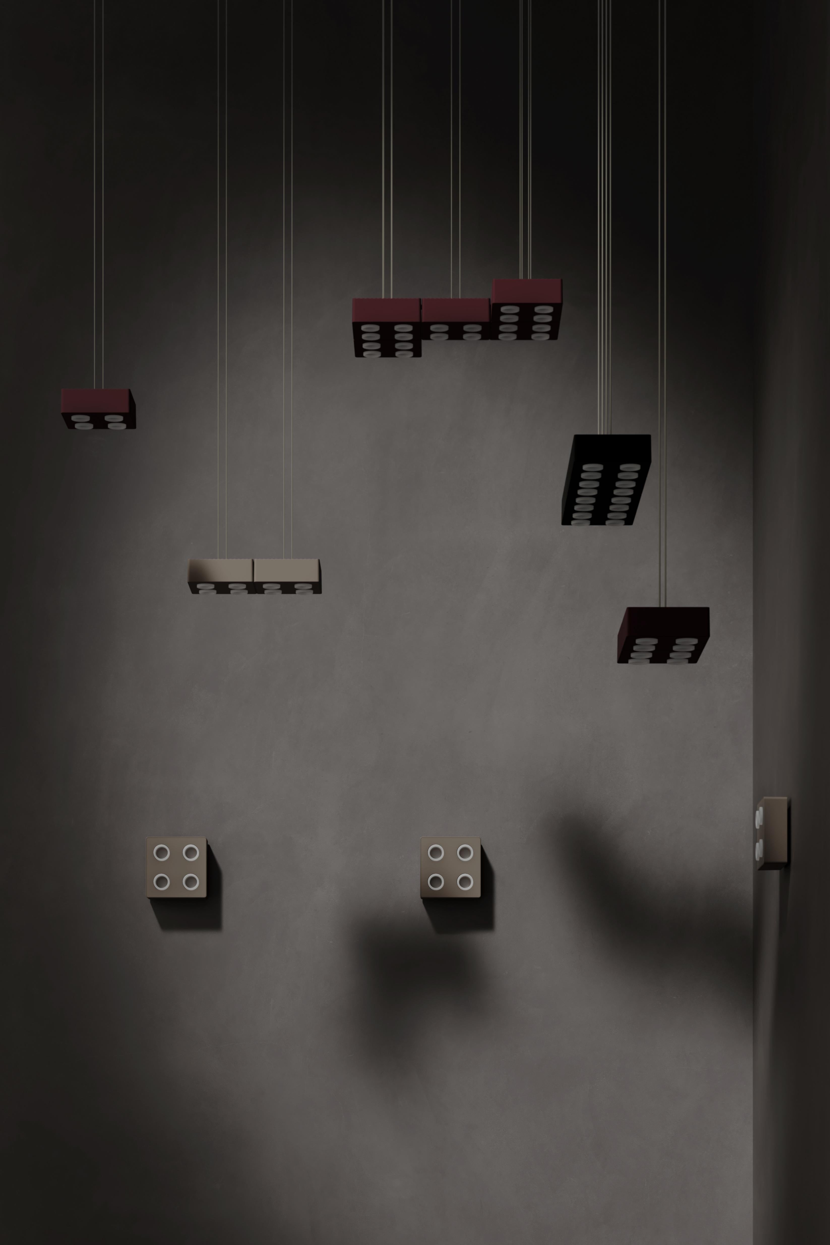 Lampe à suspension contemporaine 'Domino' de Sylvain Willenz x AGO, Mud Gray  en vente 3