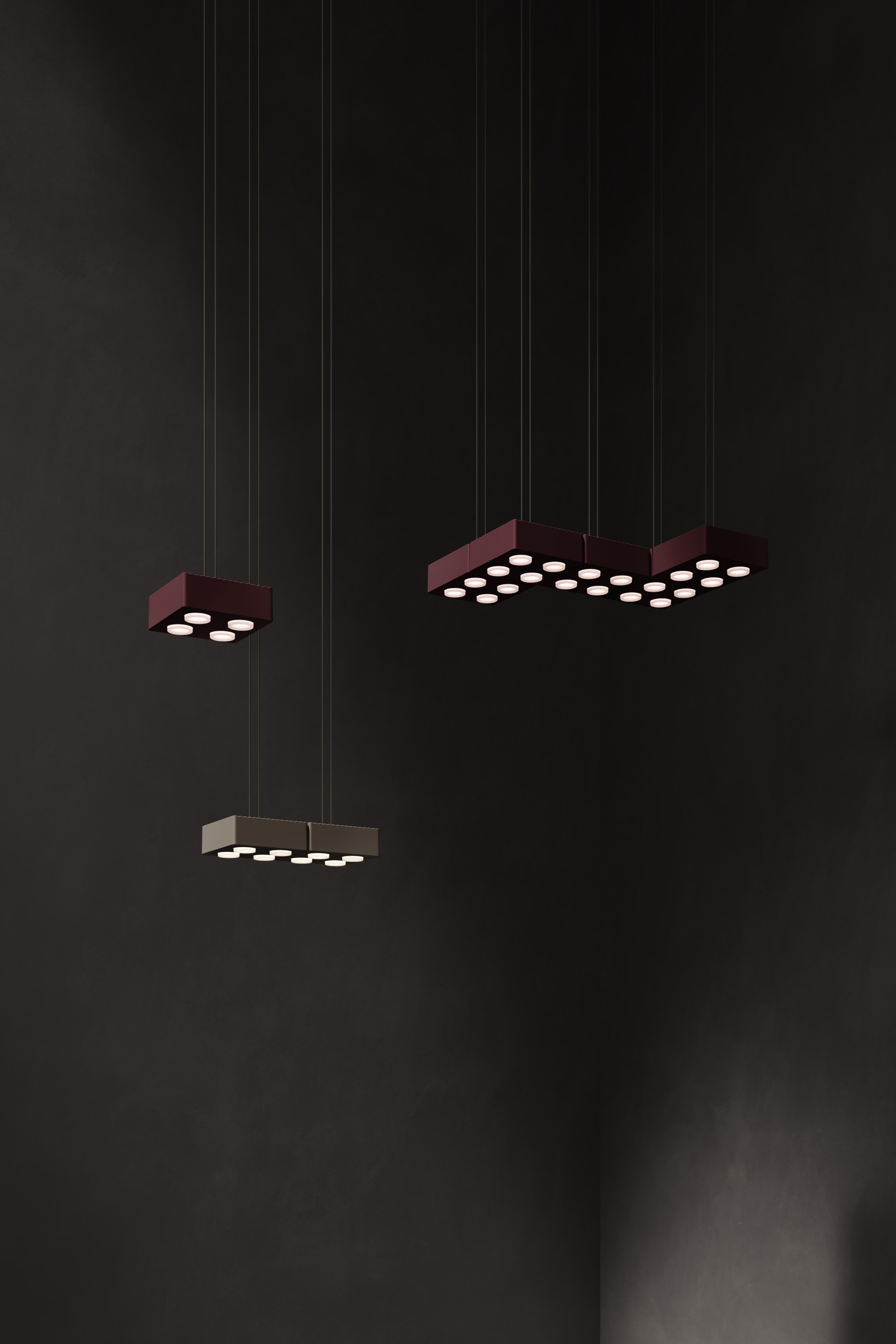 Korean Contemporary Pendant Lamp 'Domino' by Sylvain Willenz x AGO, Quad - Burgundy  For Sale