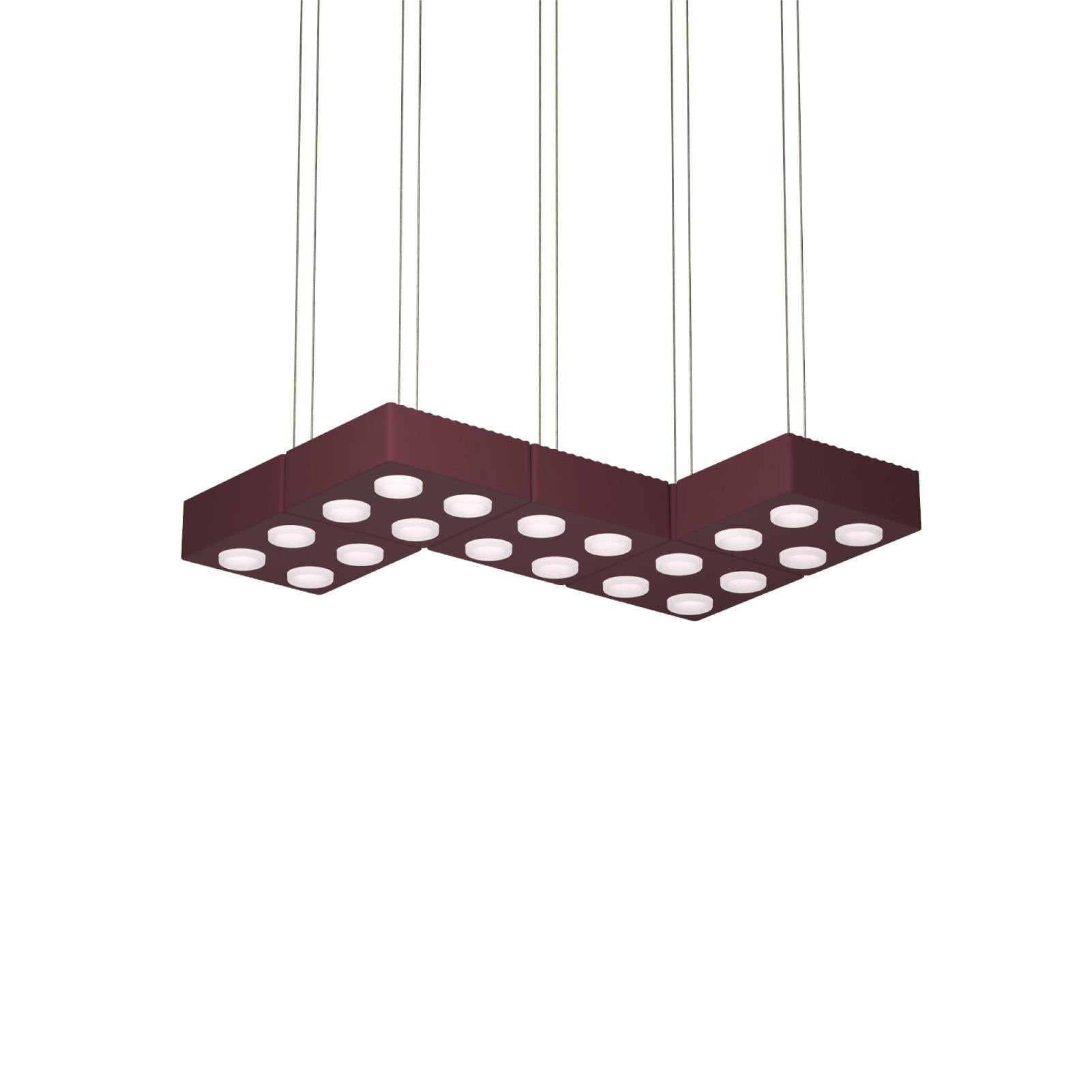 Contemporary Pendant Lamp 'Domino' by Sylvain Willenz x AGO, Quintet - Burgundy  For Sale 2