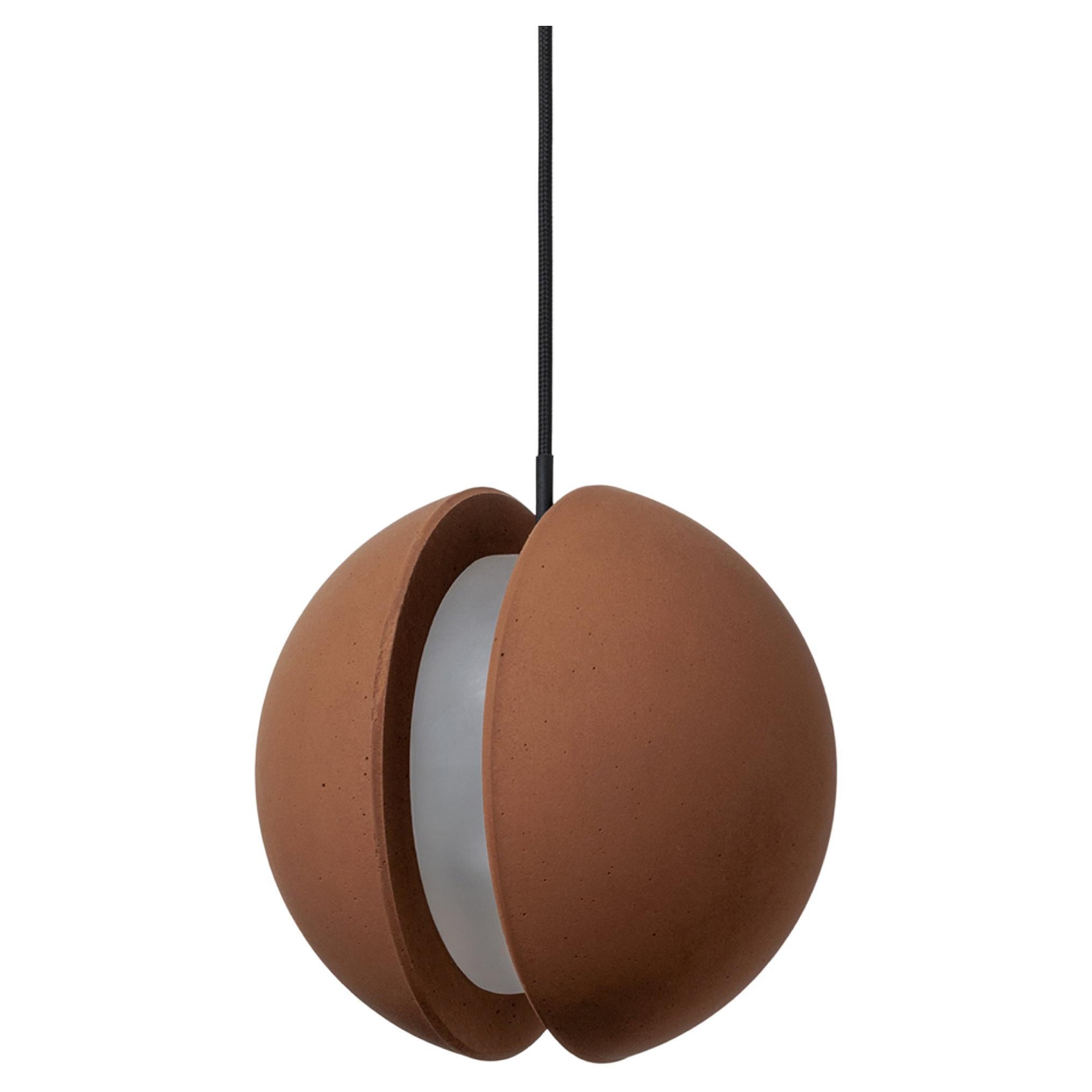 Lampe à suspension contemporaine 'E-MARS' en terre cuite, moyene, marron