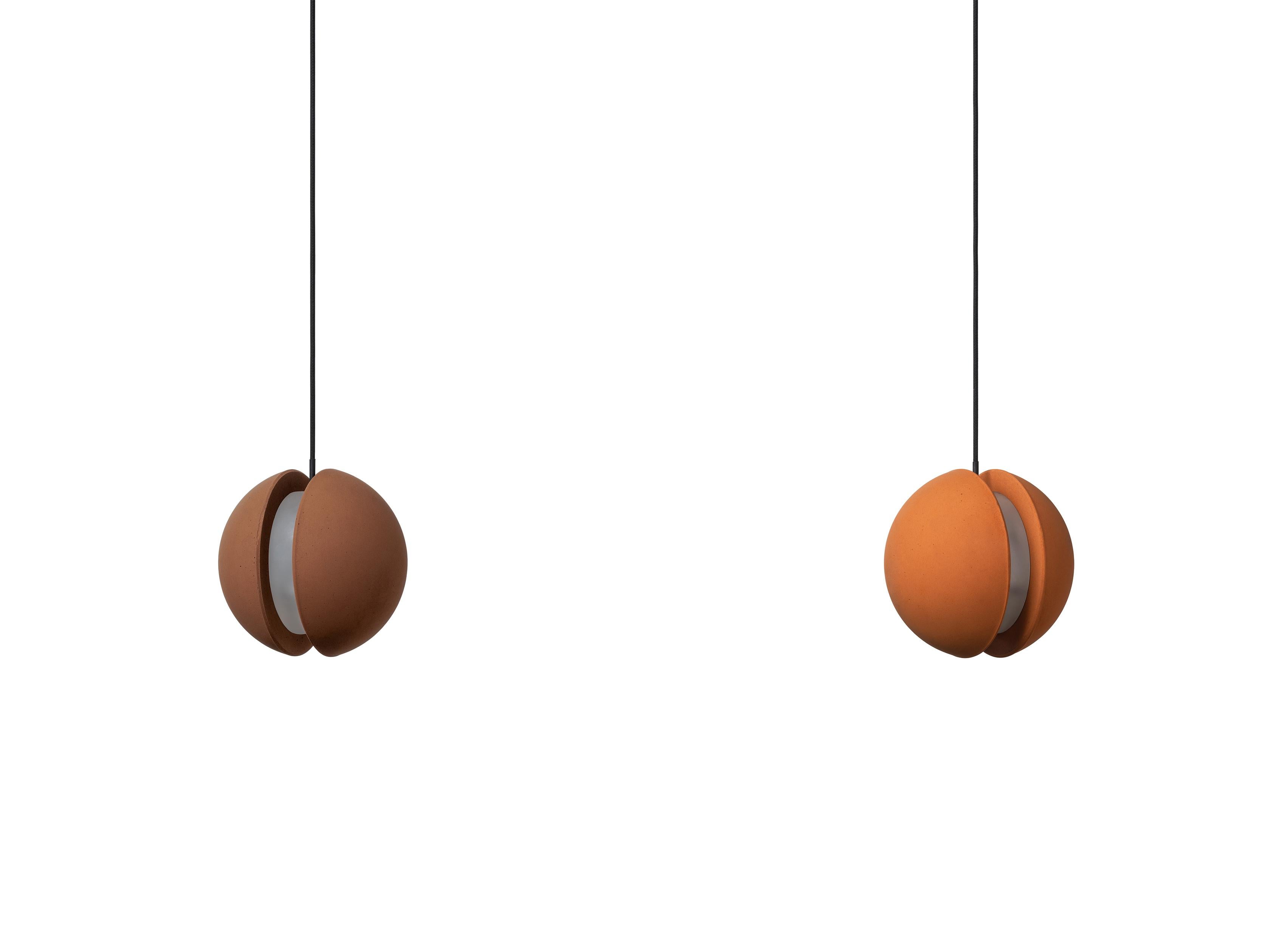 Contemporary Pendant Lamp 'E-MARS' in Terracotta, Medium, Orange For Sale 1