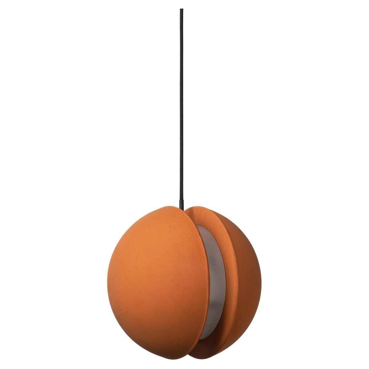 Contemporary Pendant Lamp 'E-MARS' in Terracotta, Medium, Orange For Sale