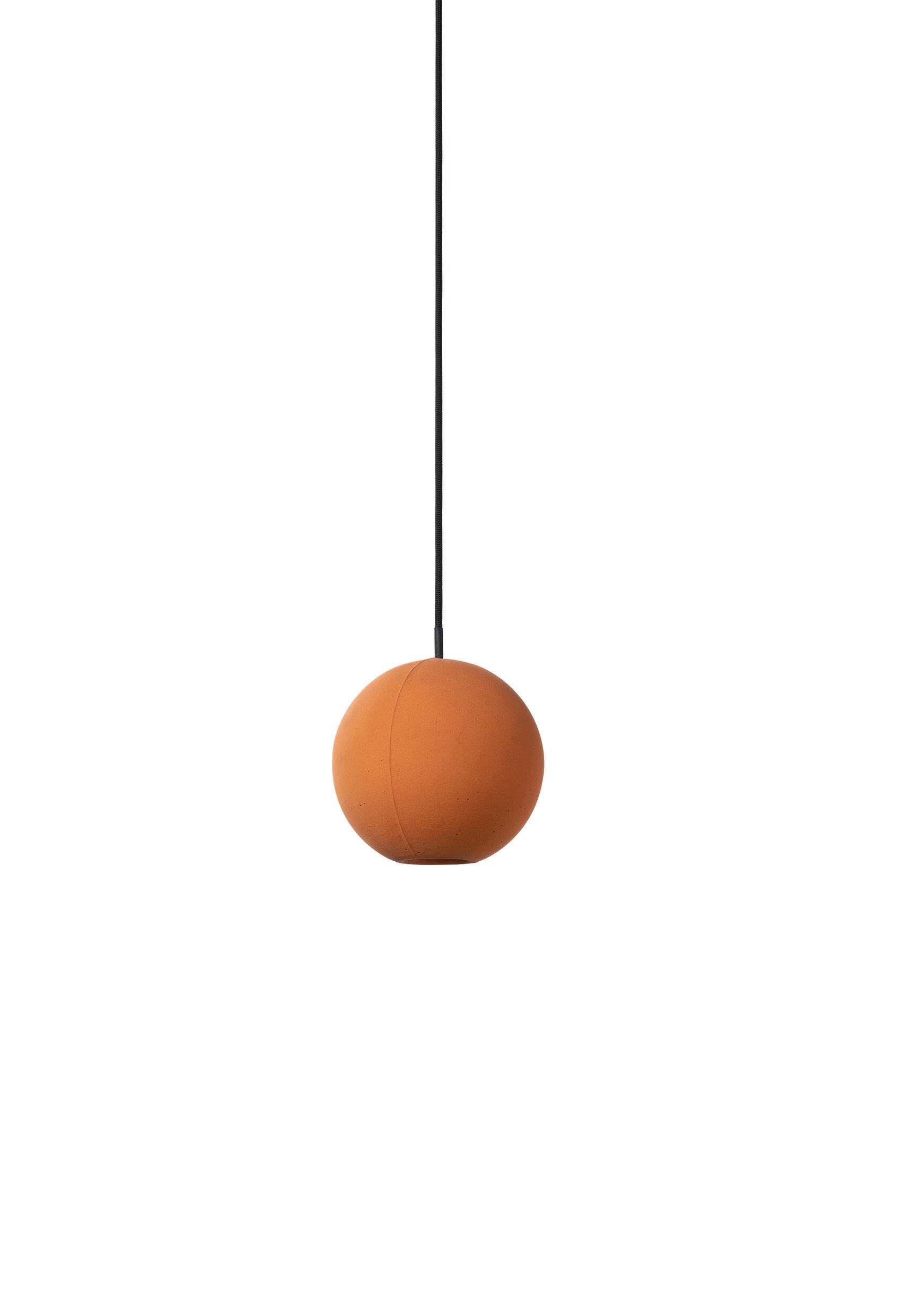 Contemporary Pendant Lamp 'E-MARS' in Terracotta, Small, Orange For Sale 1