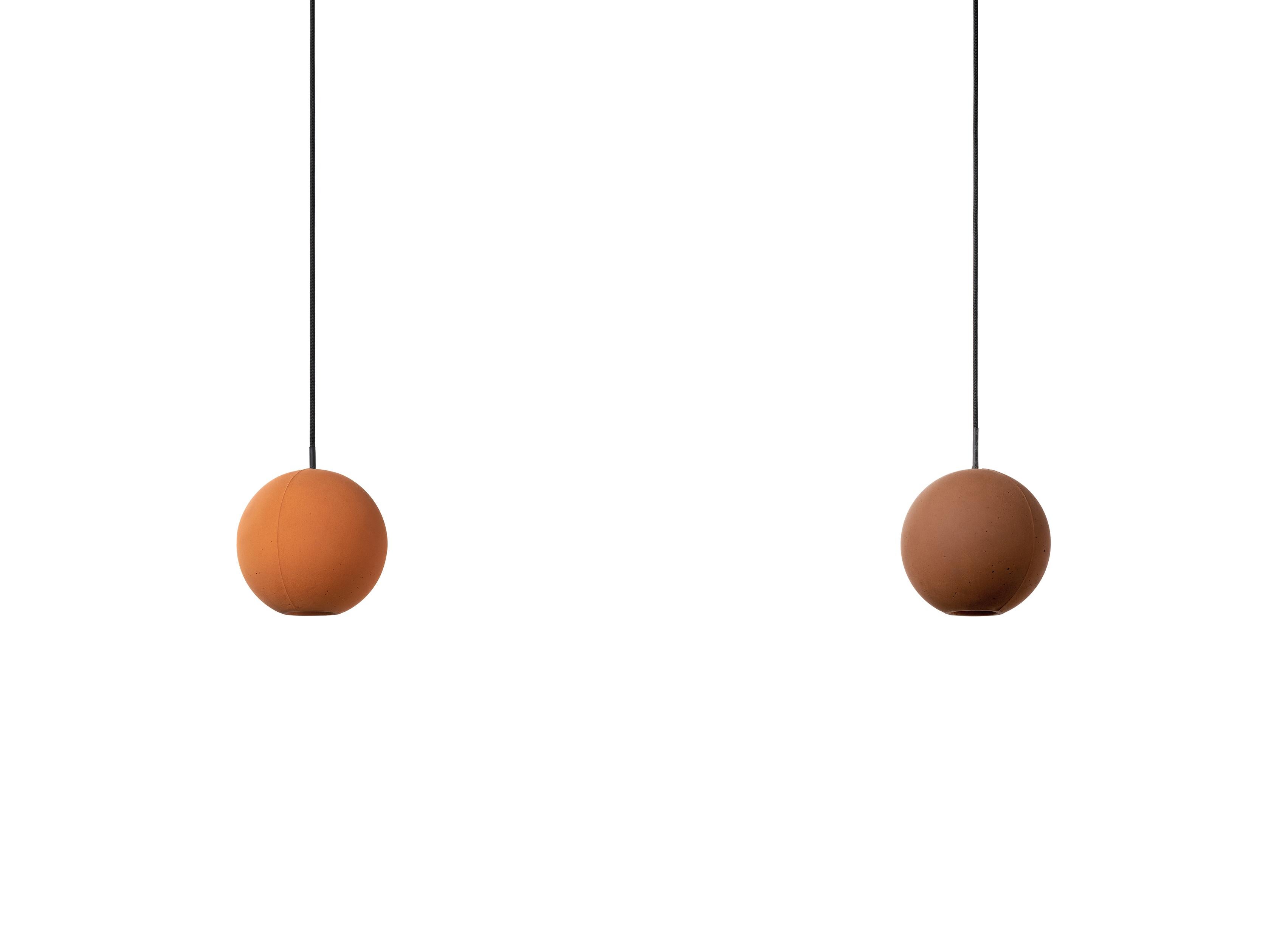 Contemporary Pendant Lamp 'E-MARS' in Terracotta, Small, Orange For Sale 3