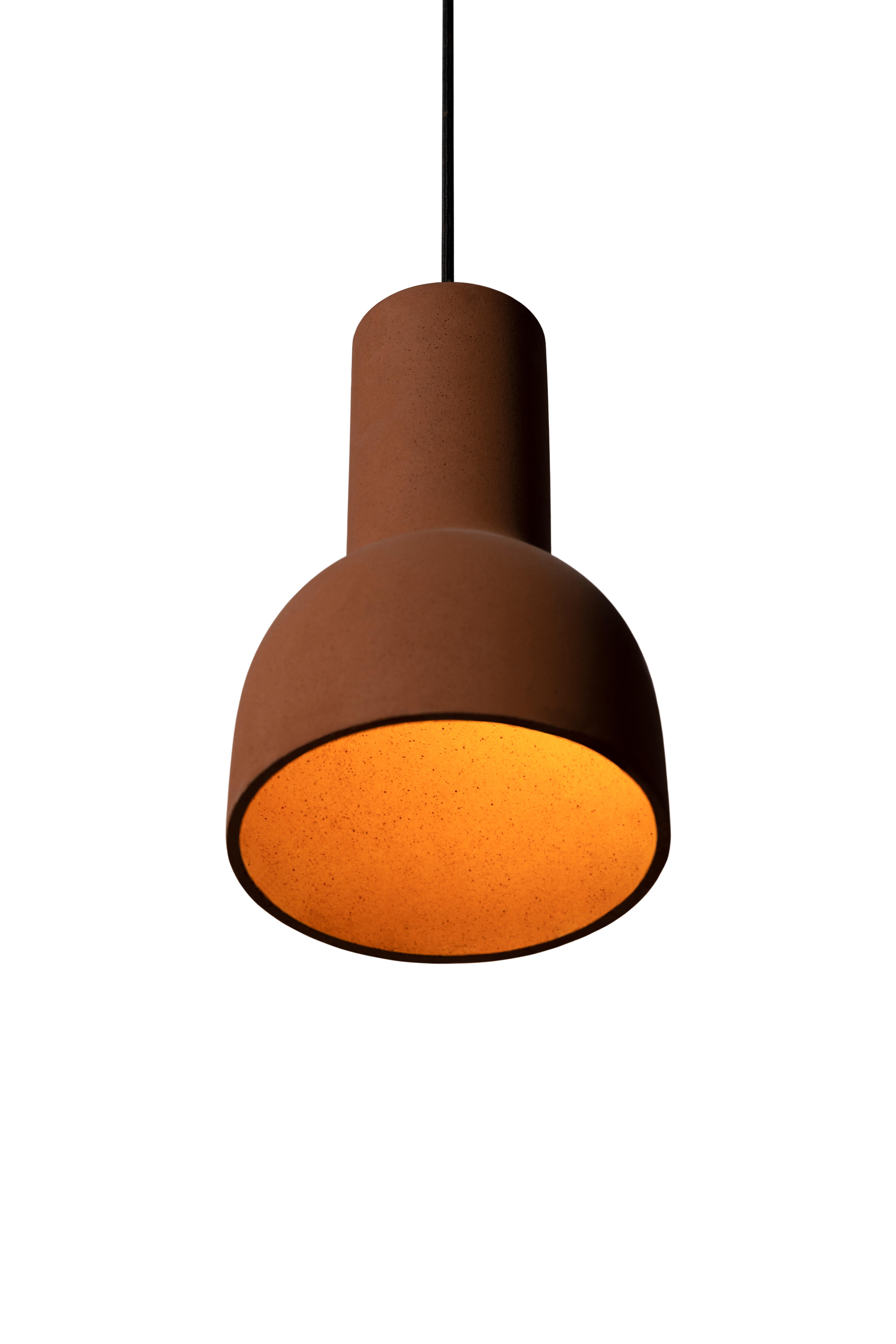 Industrial Contemporary Pendant Lamp 'Echo' in Terracotta, Brown For Sale