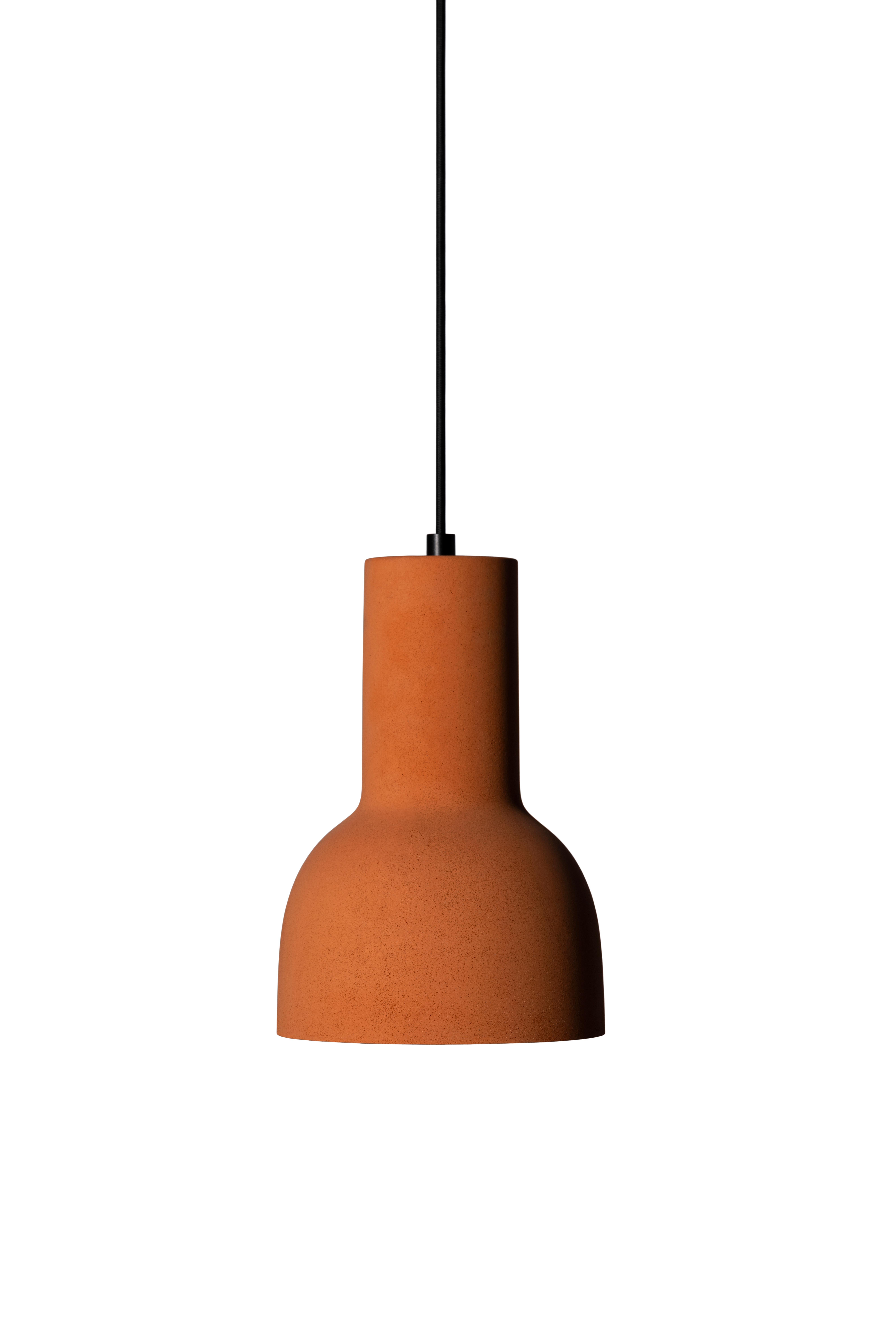 Industrial Contemporary Pendant Lamp 'Echo' in Terracotta, Orange For Sale