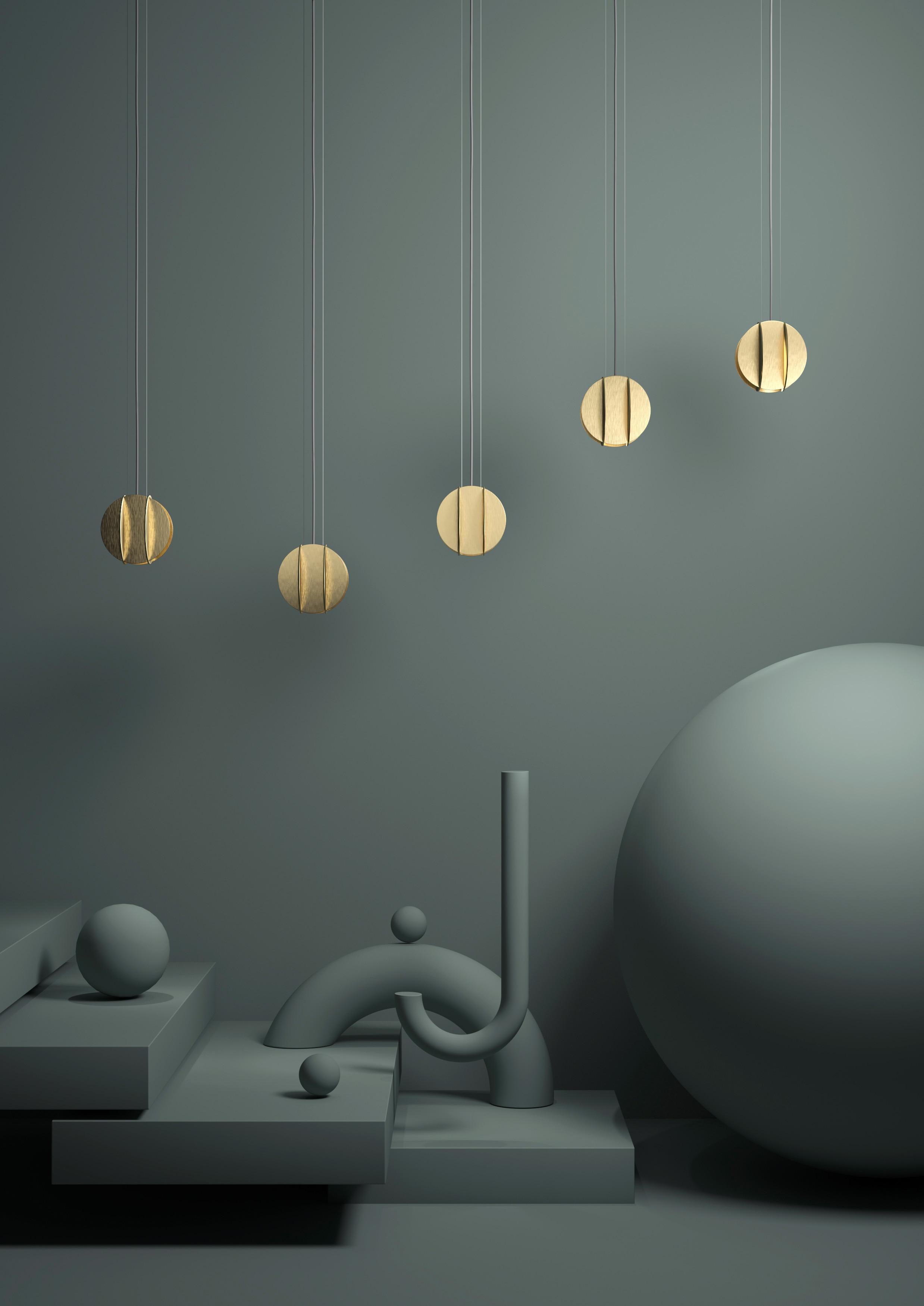 Brushed Contemporary Pendant Lamp EL Lamp small CS1 by NOOM in Brass