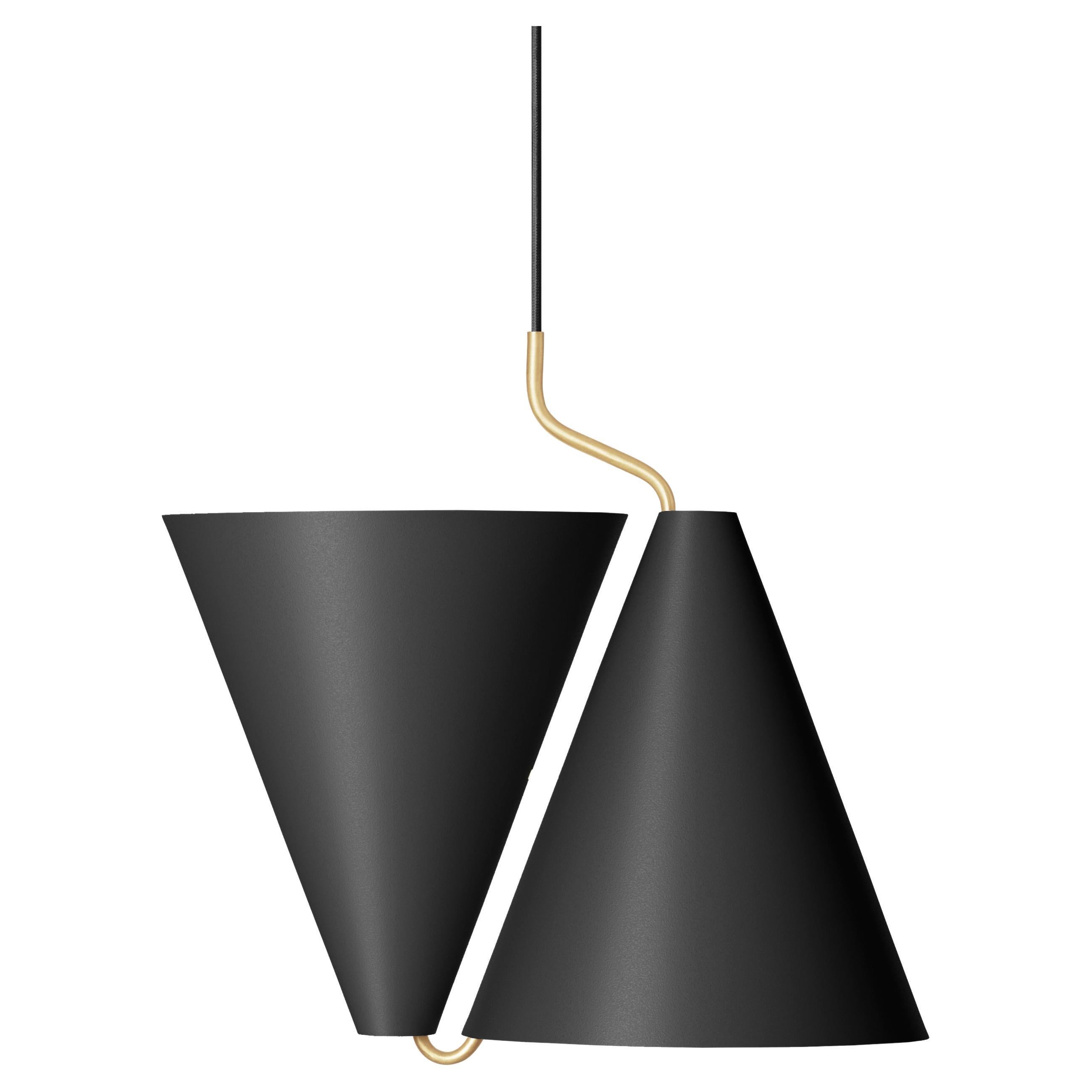 Contemporary Pendant Lamp in Black Steel 'Mosaik Updown' by Lyfa