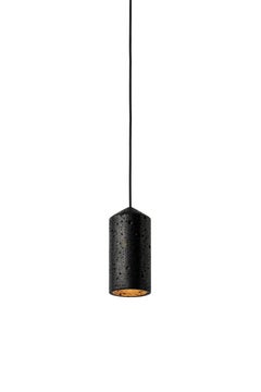 Contemporary Pendant Lamp 'IN' in Black Lava Stone
