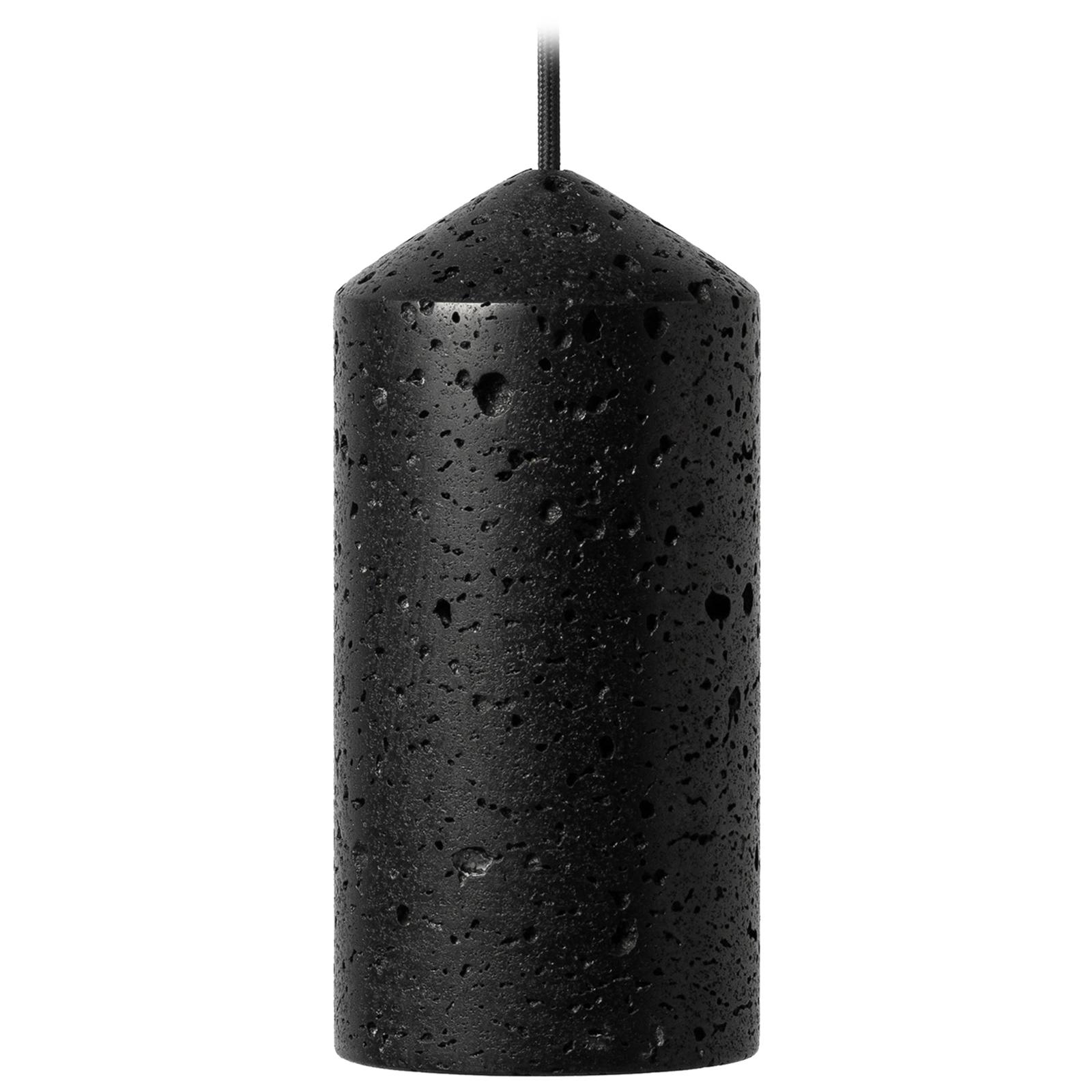Contemporary Pendant Lamp 'IN' in Black Lava Stone