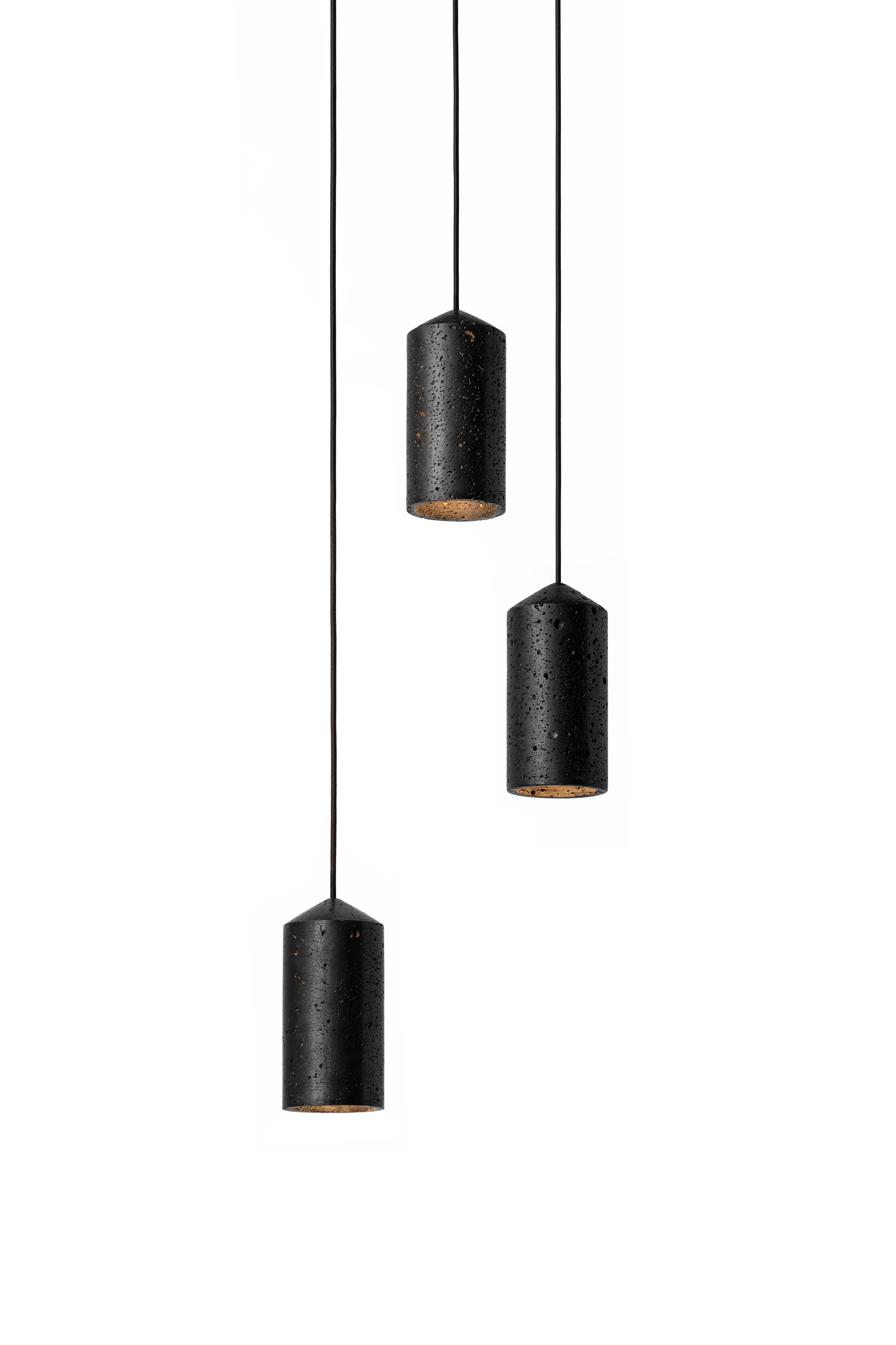 Industrial Contemporary Pendant Lamp 'IN' in Black Marble For Sale