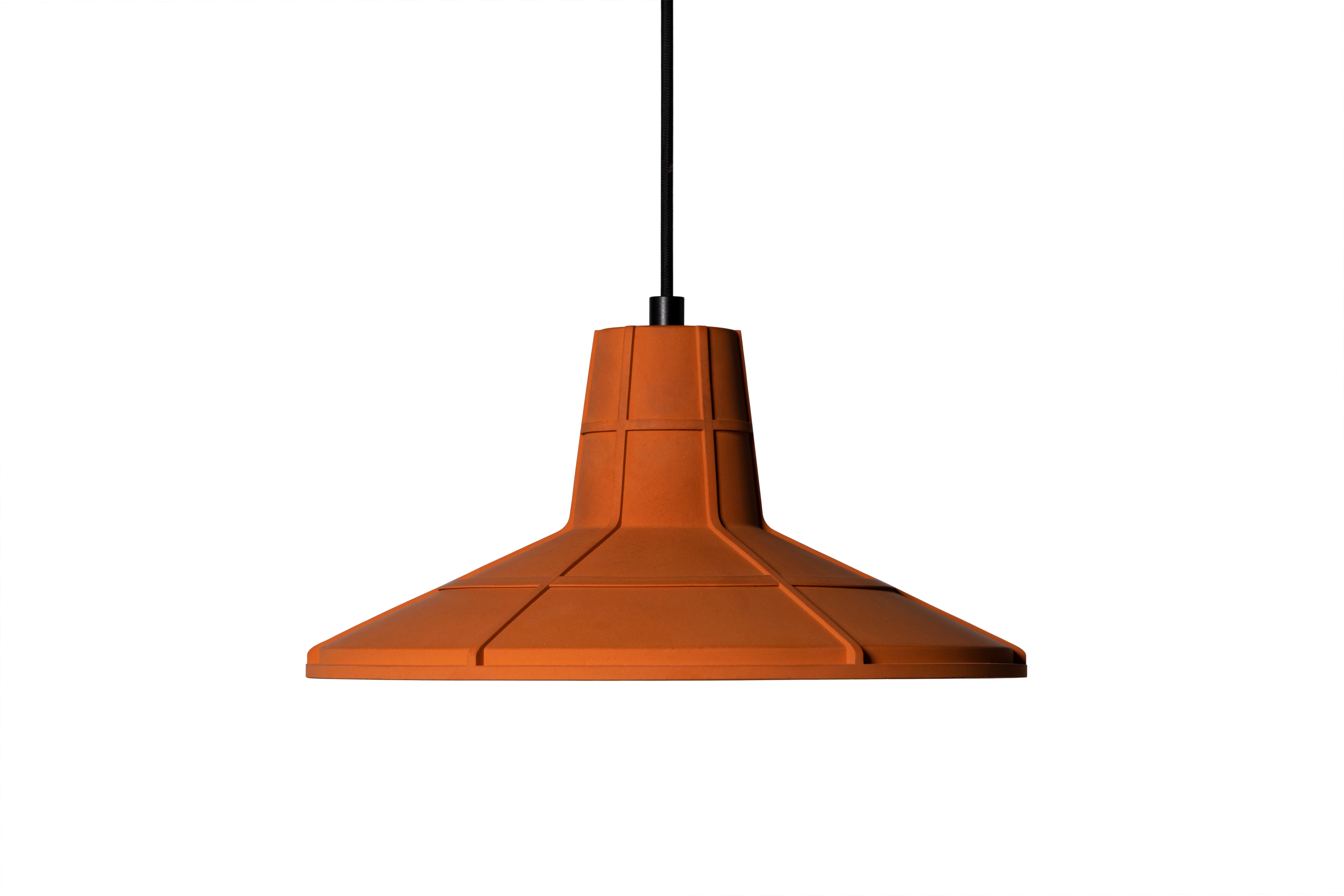 Contemporary Pendant Lamp 'L' in Terracotta, Brown For Sale 2