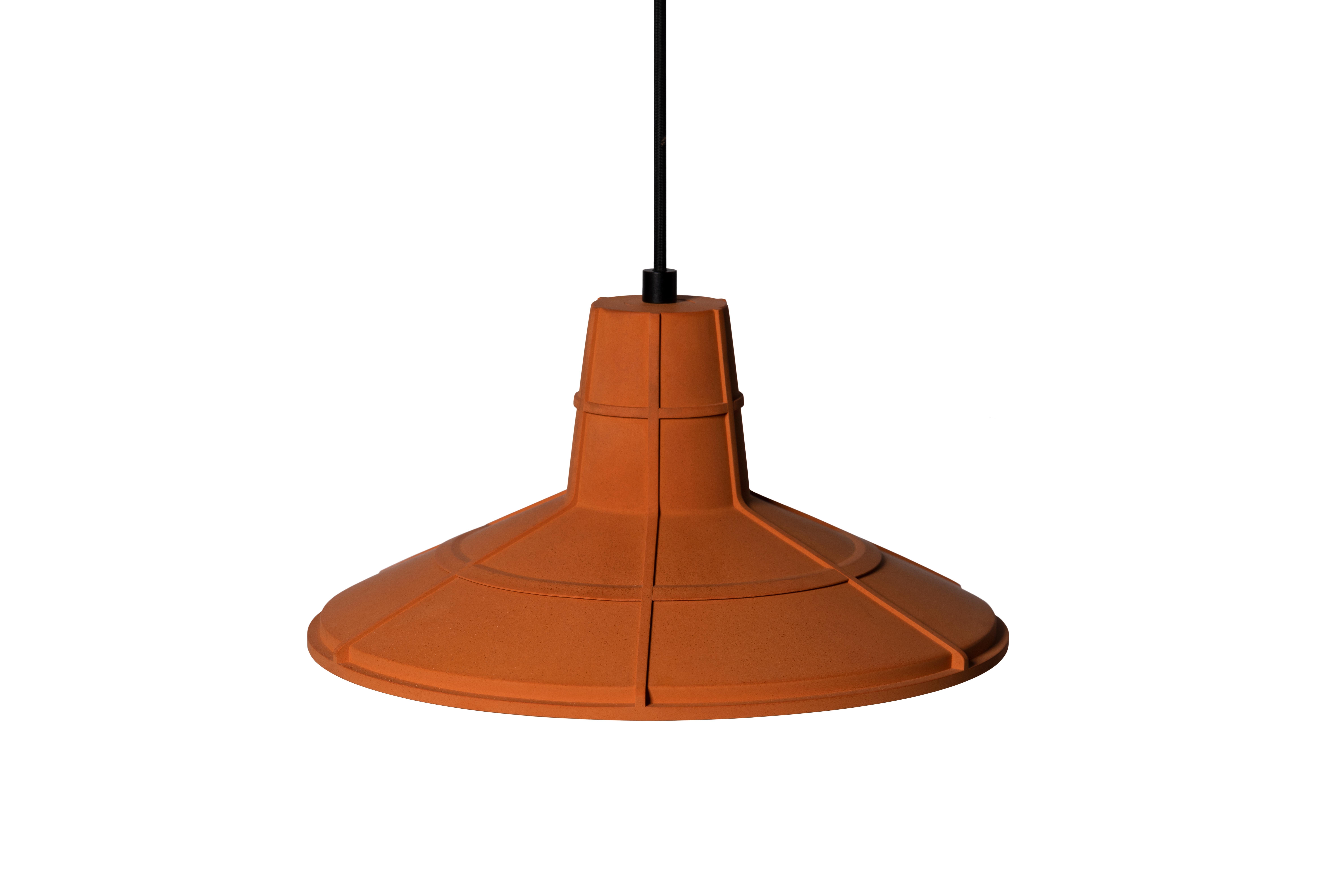 Lampe à suspension contemporaine L en terre cuite, marron en vente 3