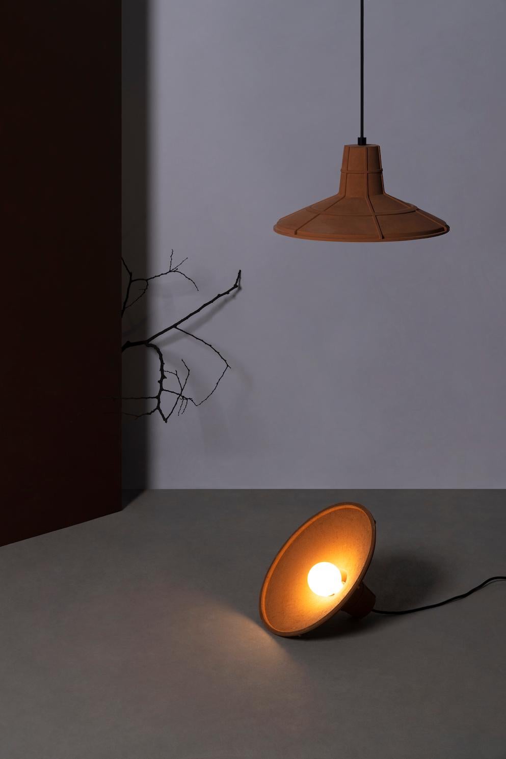 Contemporary Pendant Lamp 'L' in Terracotta, Brown For Sale 4