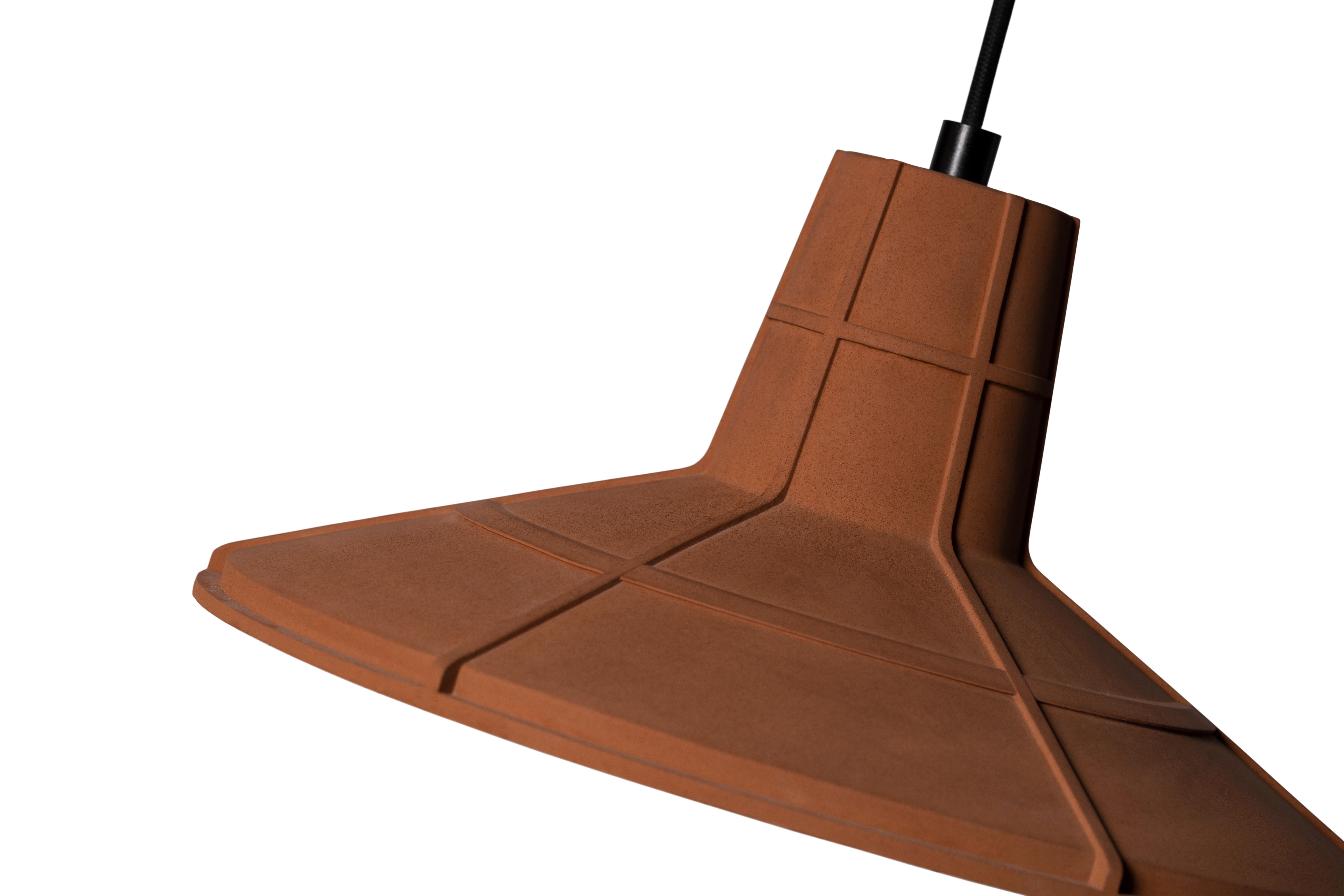 Organic Modern Contemporary Pendant Lamp 'L' in Terracotta, Brown For Sale