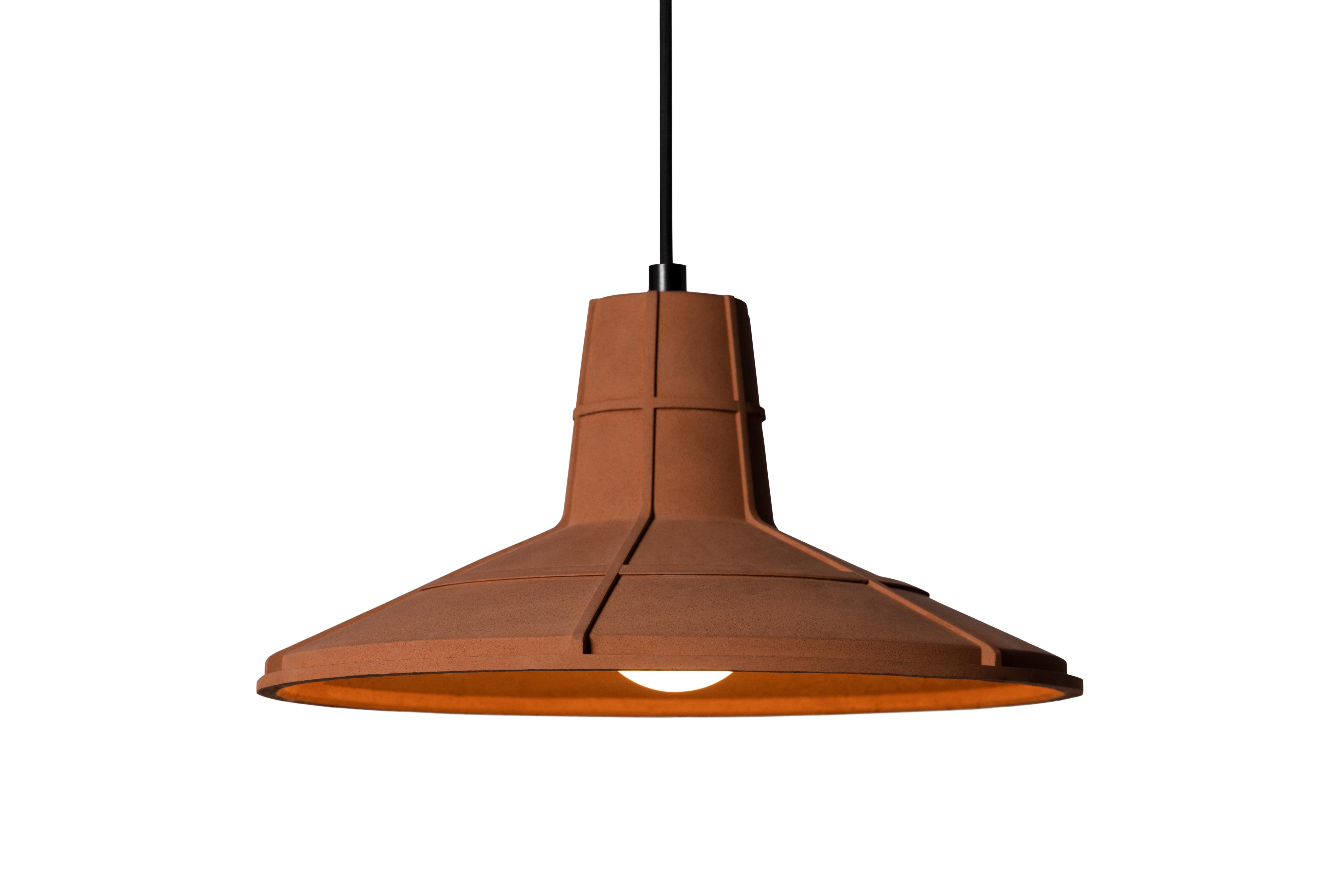 Contemporary Pendant Lamp 'L' in Terracotta, Orange For Sale 3