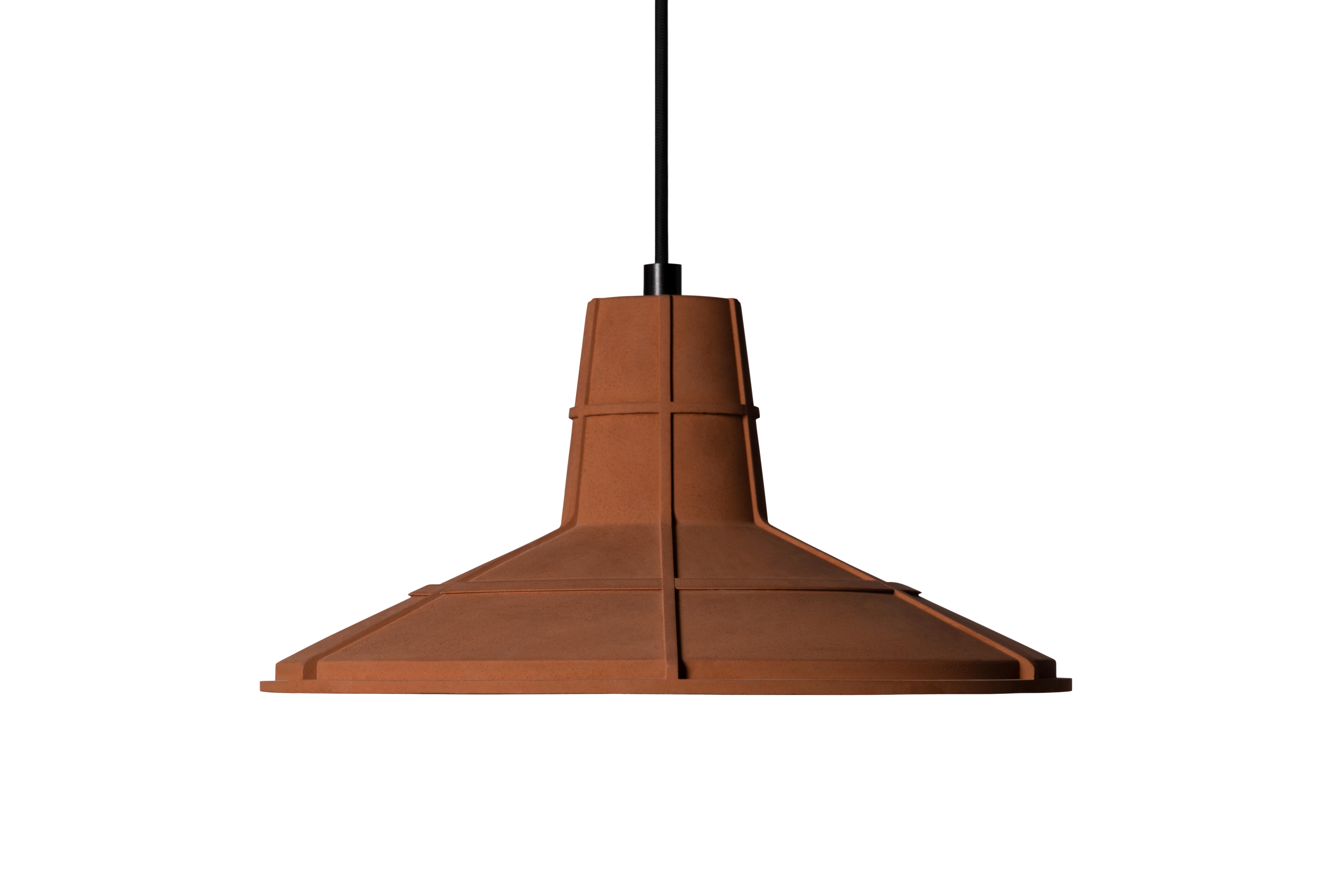 Contemporary Pendant Lamp 'L' in Terracotta, Orange For Sale 4