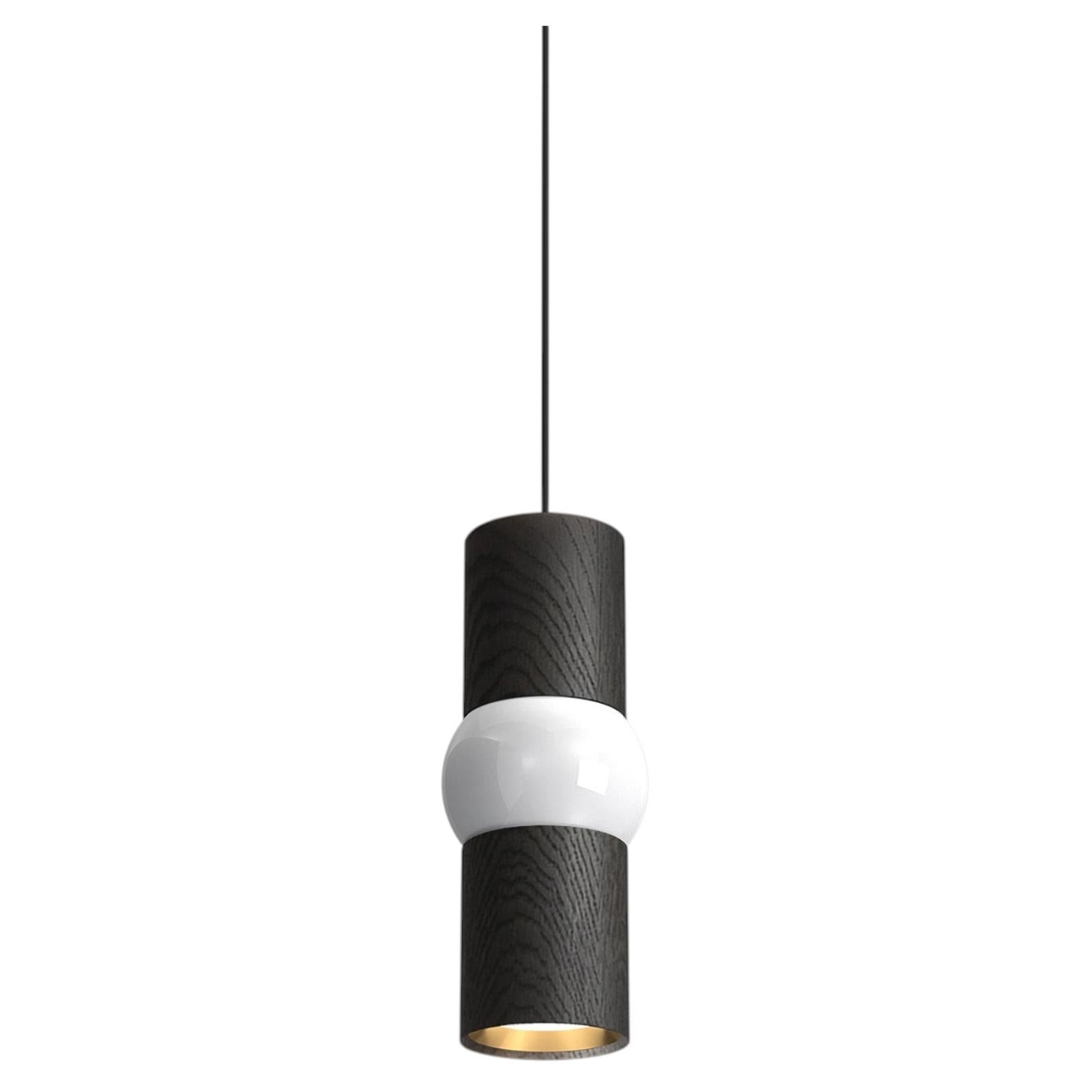 Contemporary Pendant Lamp 'Lightbone S' by Oblure, Black Oak For Sale