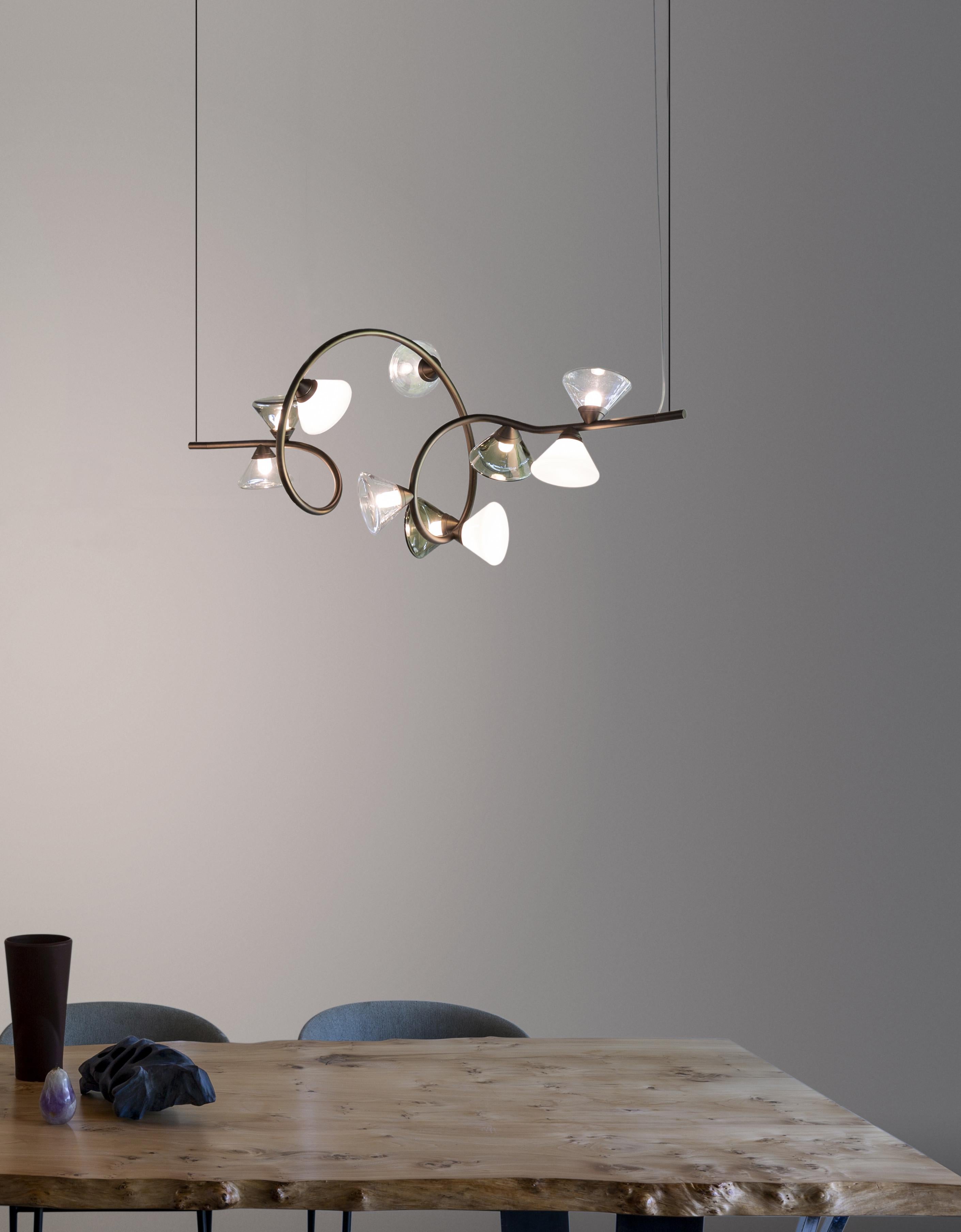 Pendant Lamp LINFA 565.23m by Federico Peri x TOOY

Compliant with USA electrical system
Model shown: Titanium 
Lighting source : Led integrated (10 x 2.7W 2700K 3500lm)
Steel cable length 125 cm. Electric cable length 150cm. Canopy: Ø20,5x9,2cm