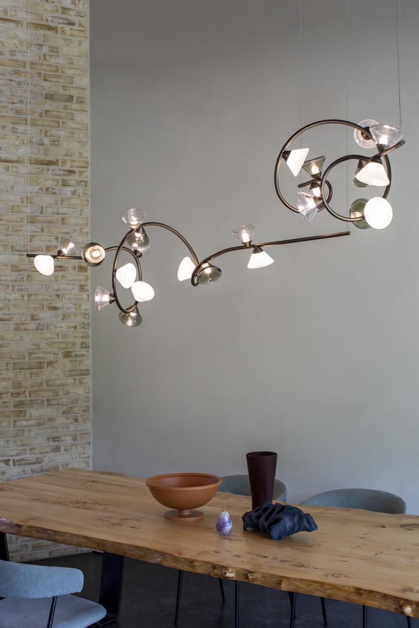 Organic Modern Contemporary Pendant Lamp 'Linfa' 565.23m by Federico Peri x TOOY, Titanium For Sale