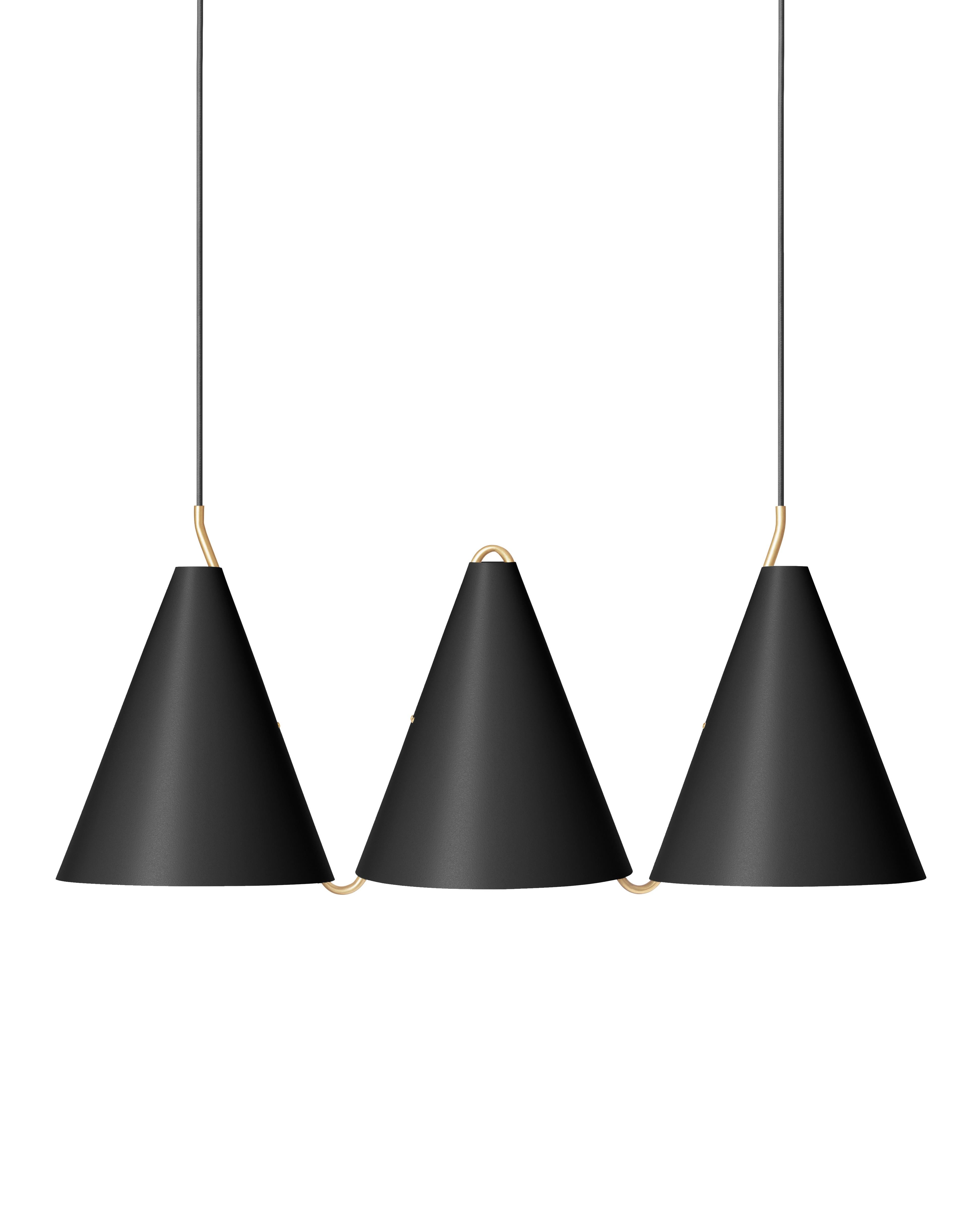 Brass Contemporary Pendant Lamp 'Mosaik III', Black Steel For Sale
