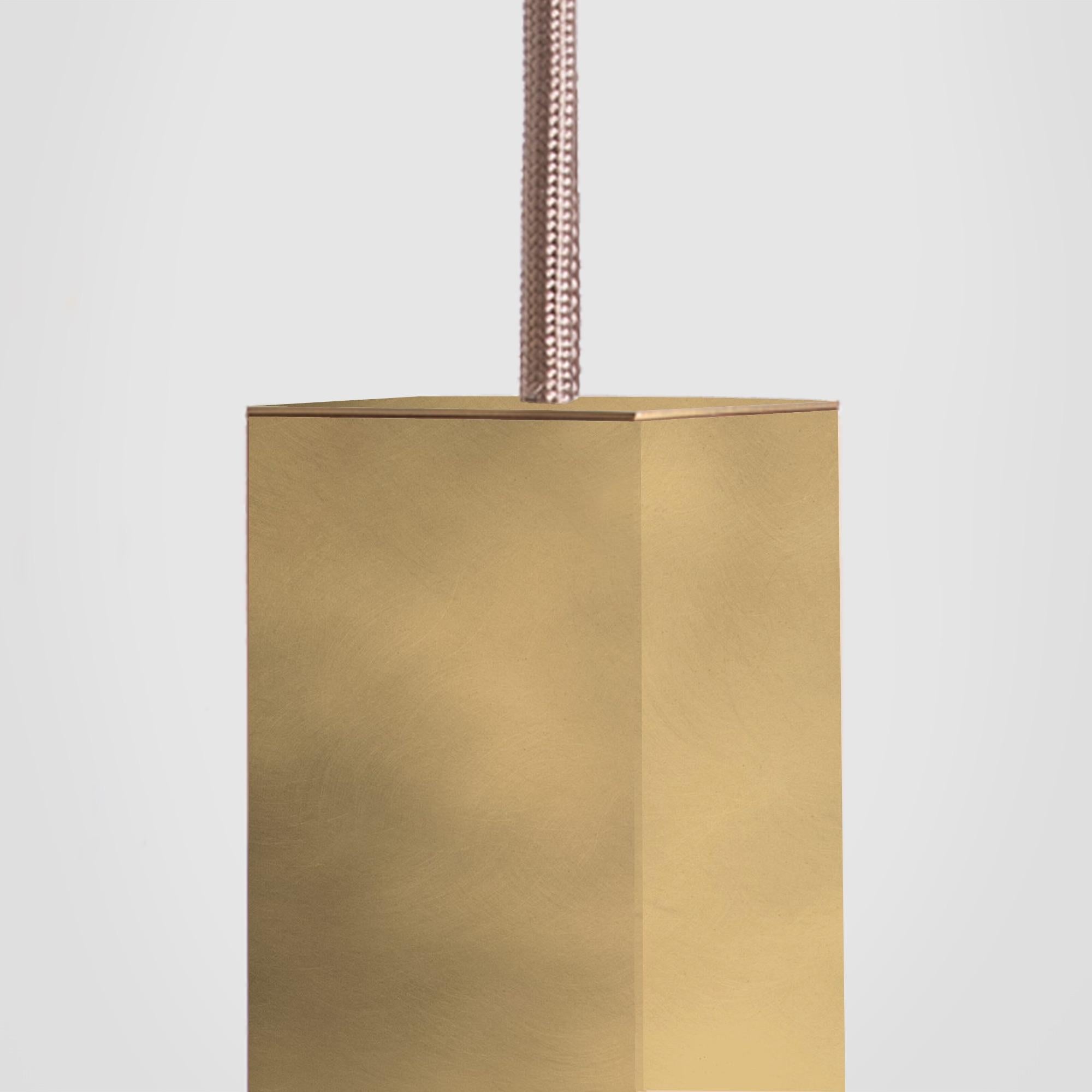 Italian Contemporary Brushed Brass Single Pendant Lamp by Formaminima For Sale