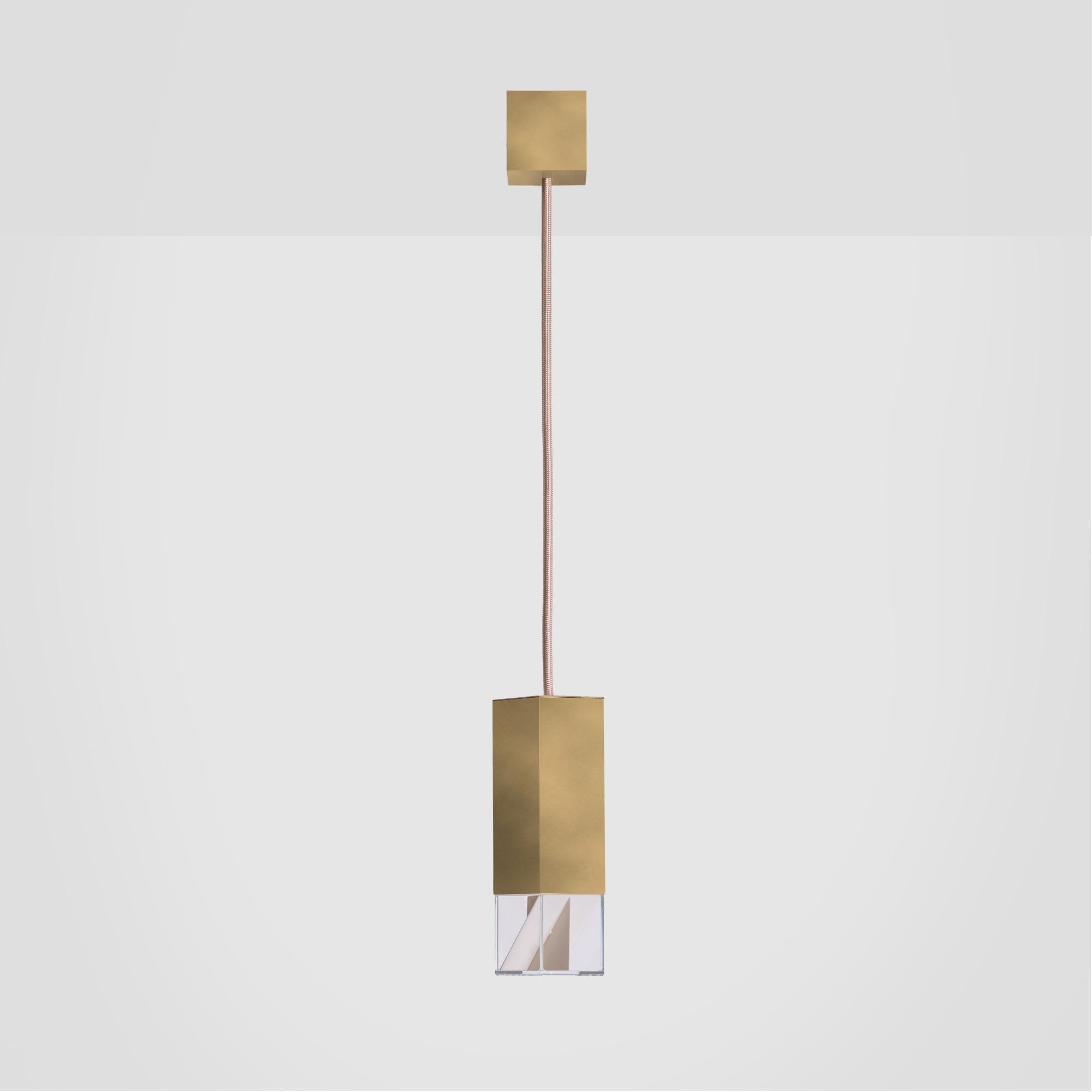 Contemporary Brushed Brass Single Pendant Lamp by Formaminima For Sale 1