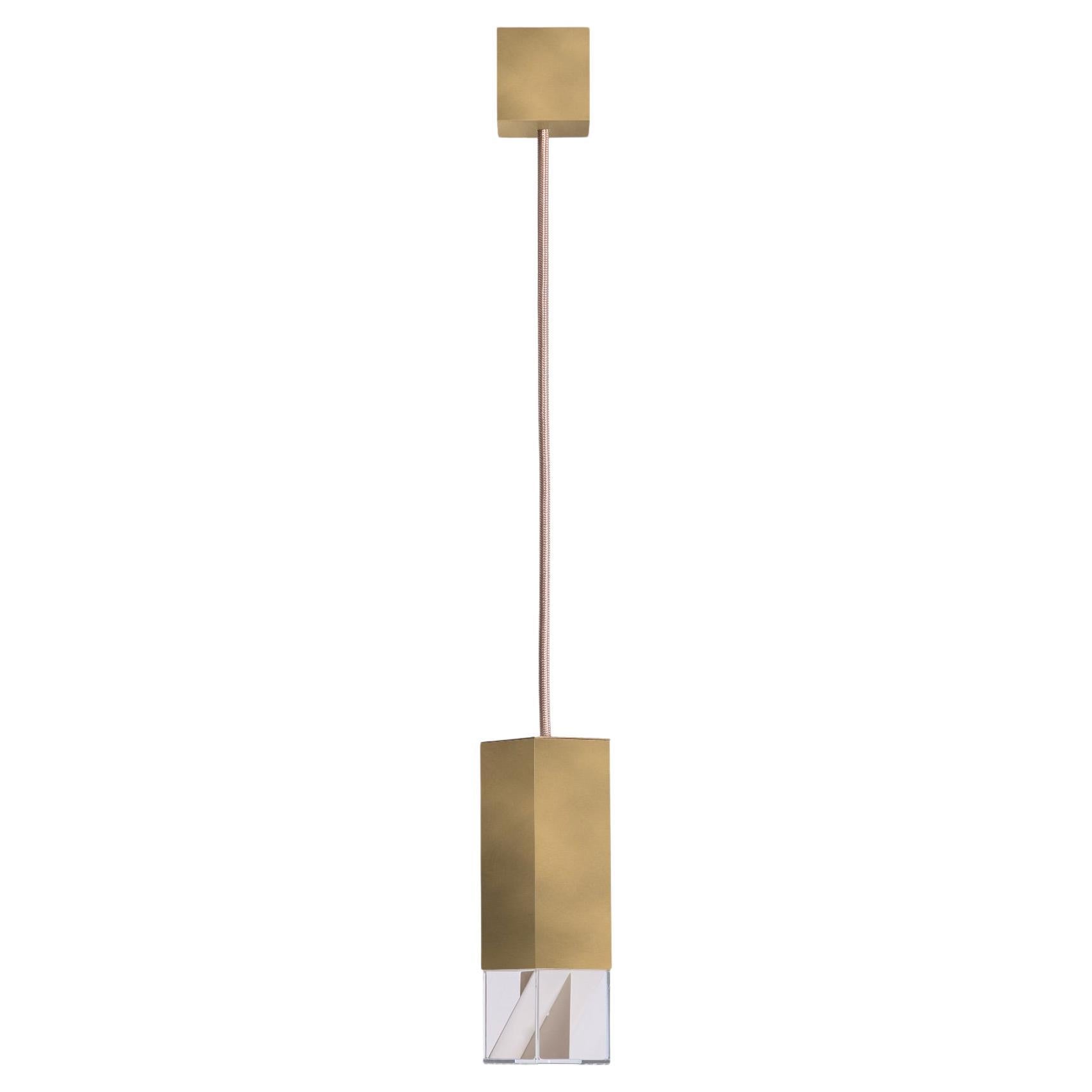Contemporary Brushed Brass Single Pendant Lamp by Formaminima For Sale