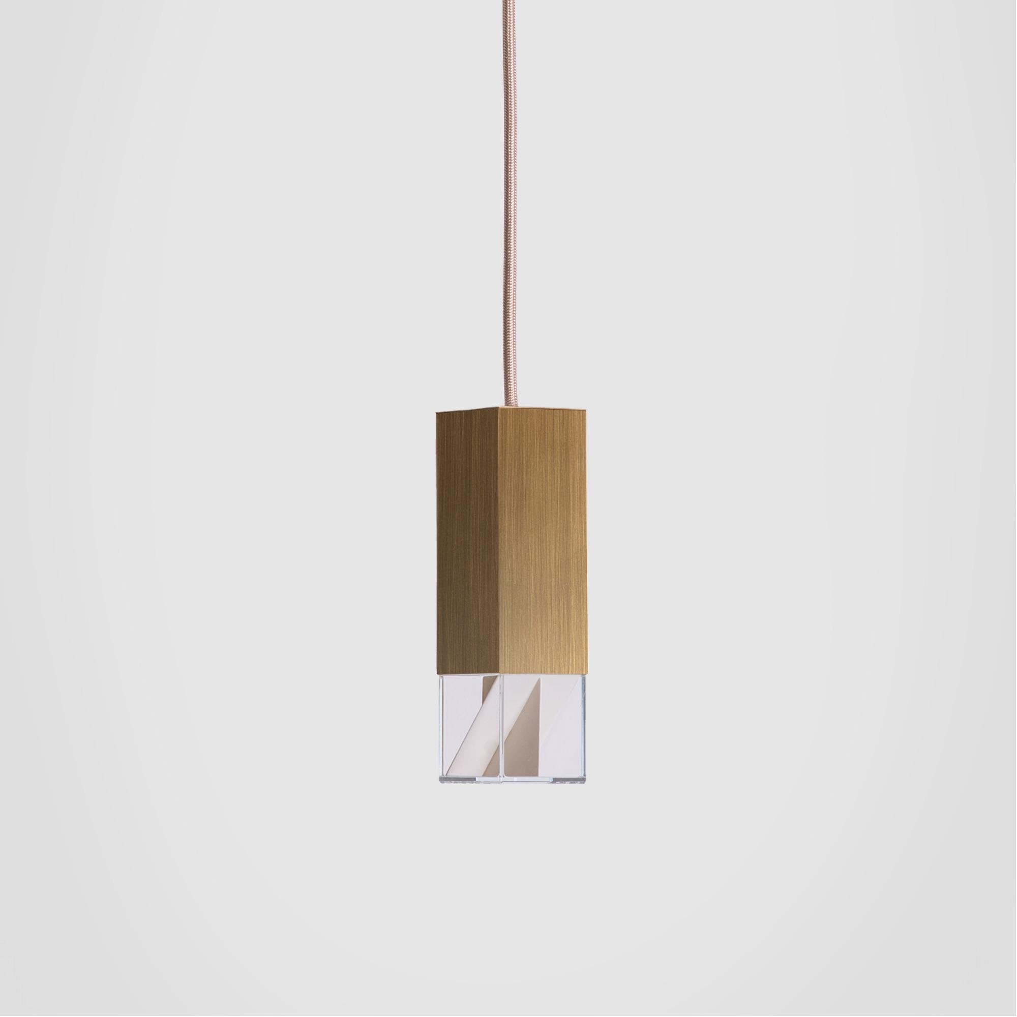 About
Contemporary Satin Brass Single Pendant Lamp by Formaminima

Lamp/One Brass Revamp 01 Edition
Design by Formaminima
Single pendant
Materials:
Body lamp handcrafted in burnished satin brass / crystal glass diffuser hosting Limoges