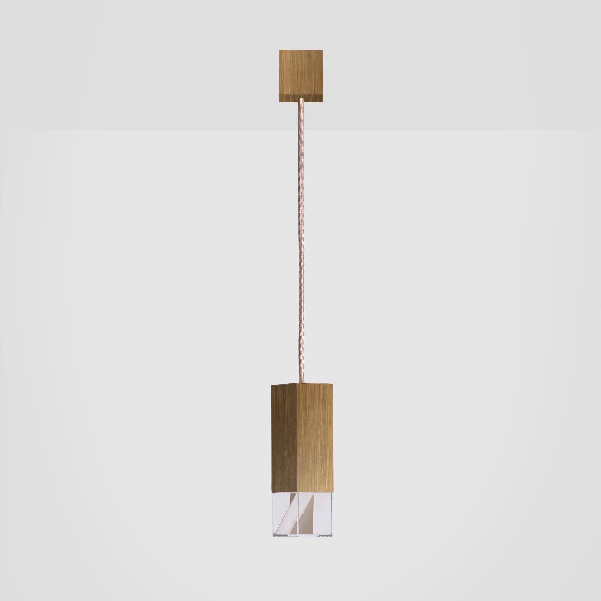 Contemporary Satin Brass Single Pendant Lamp by Formaminima For Sale 1