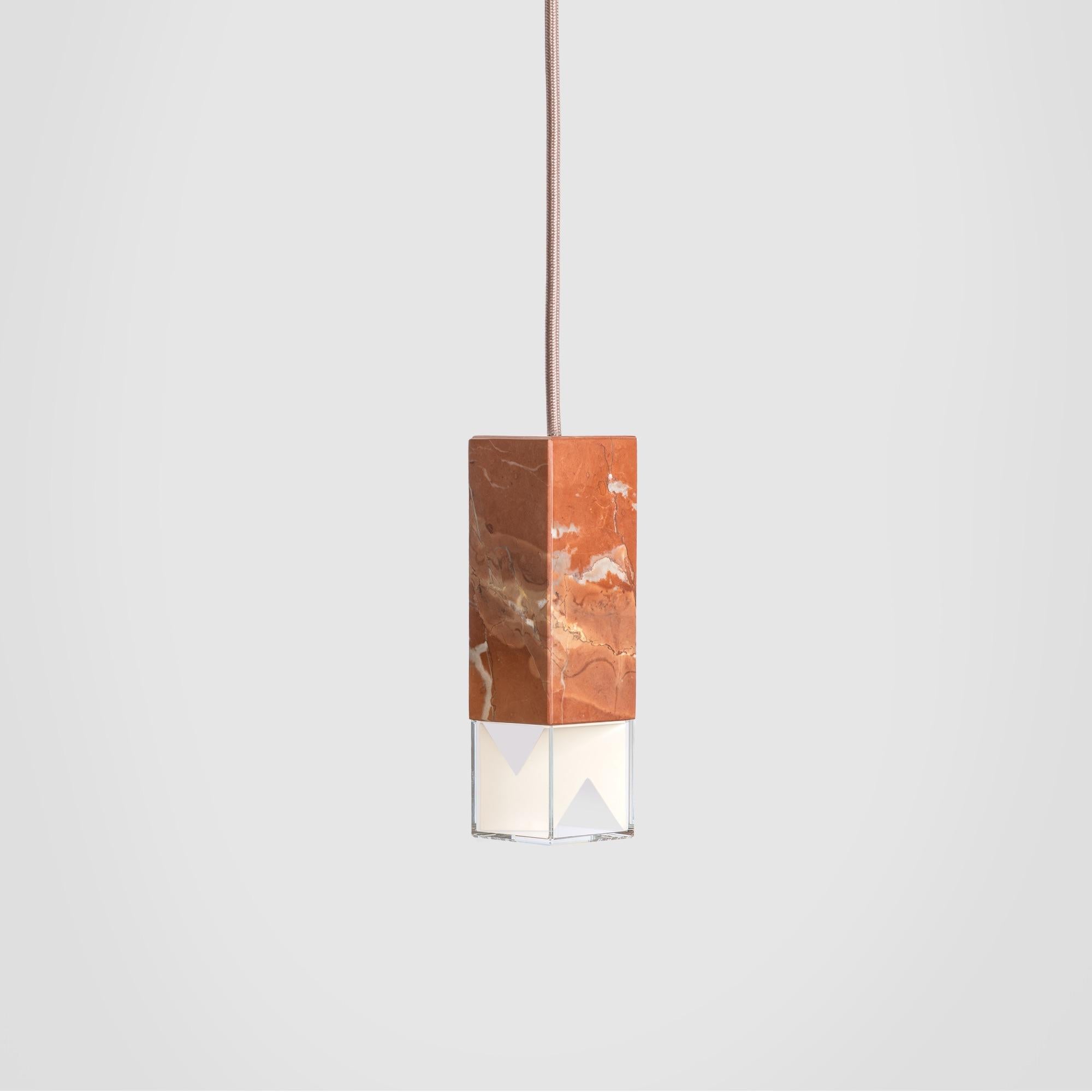 About
Contemporary Pendant Light Handcrafted in Red Marble by Formaminima

Lamp/One Red from Colour Edition
Design by Formaminima
Single Pendant
Materials:
Body lamp handcrafted in solid marble Red Collemandina / crystal glass diffuser hosting