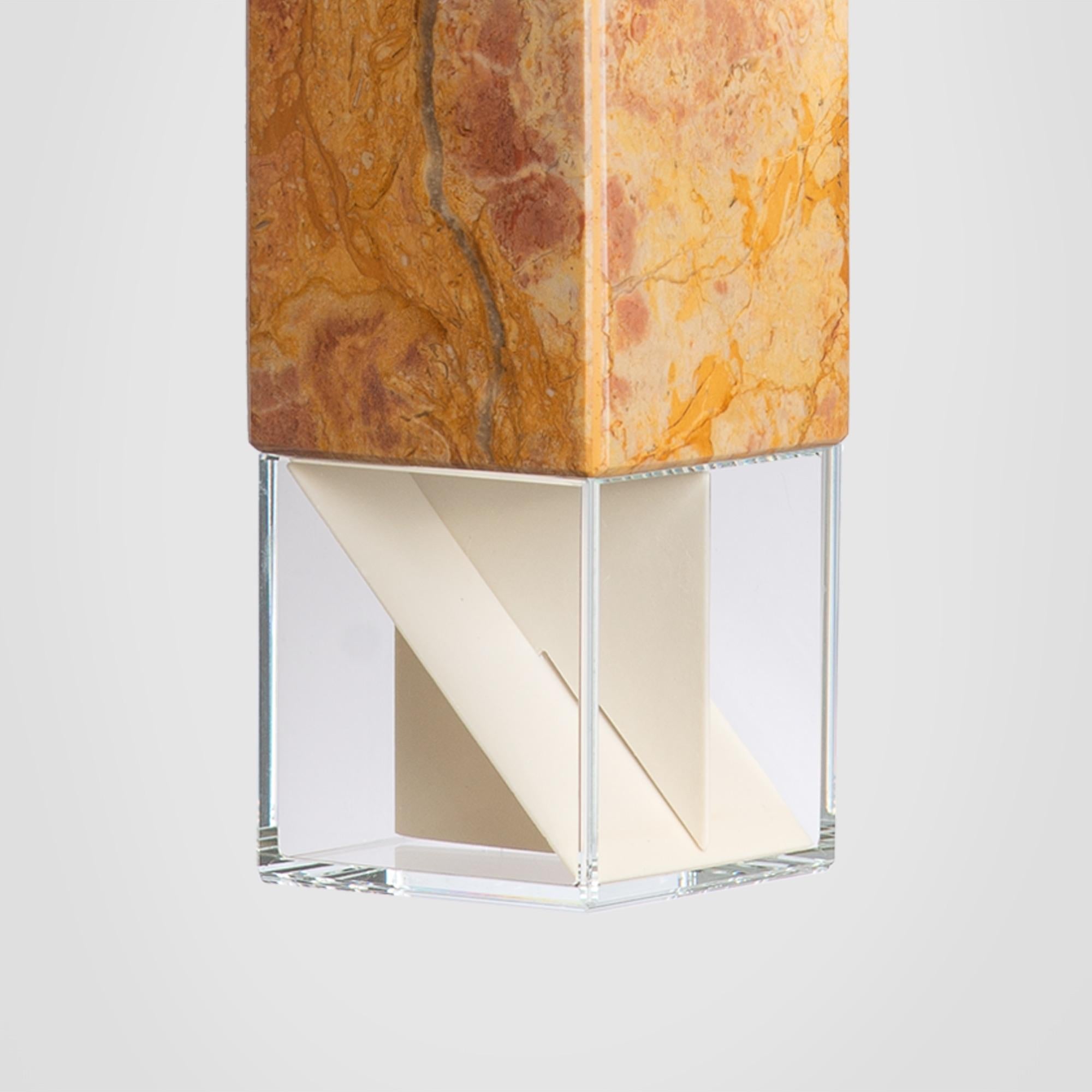 Modern Contemporary Pendant Light Handcrafted in Yellow Marble by Formaminima For Sale