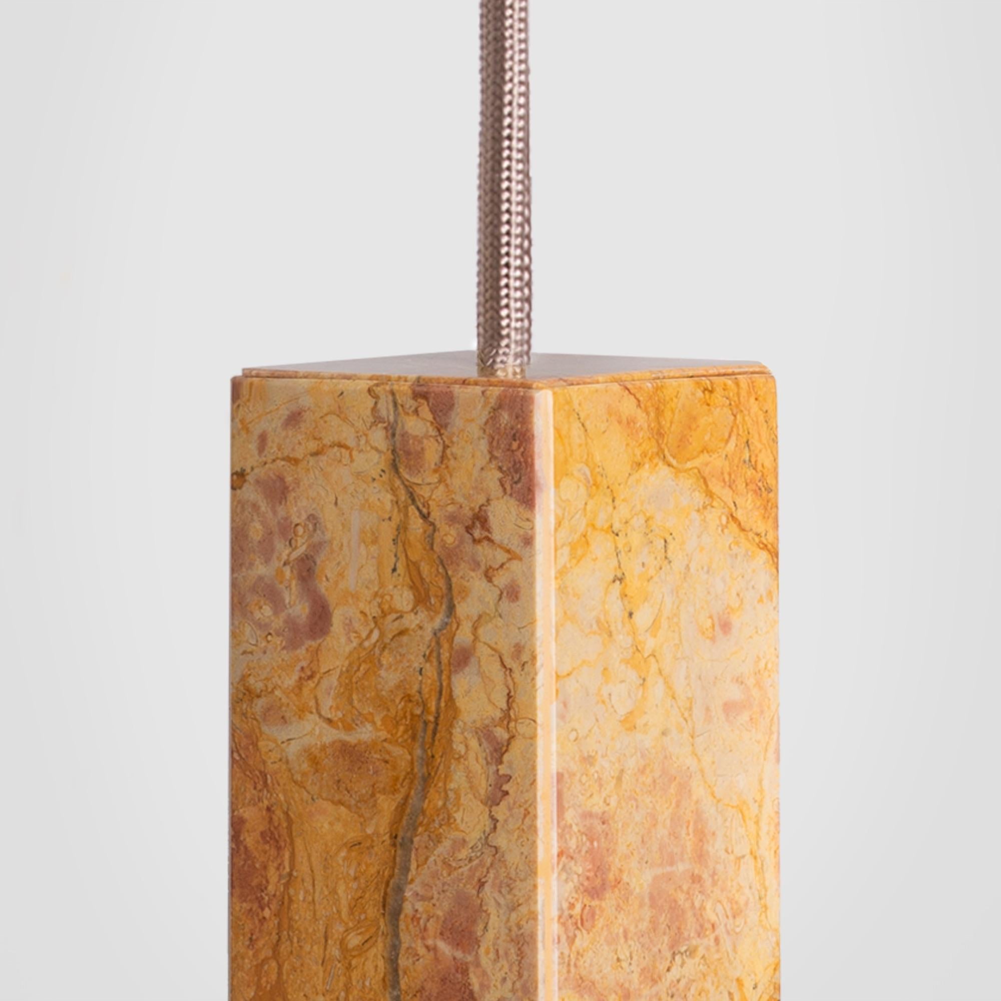 Italian Contemporary Pendant Light Handcrafted in Yellow Marble by Formaminima For Sale