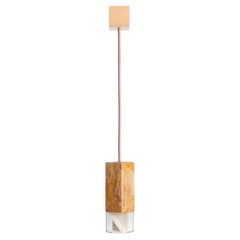 Contemporary Pendant Light Handcrafted in Yellow Marble by Formaminima