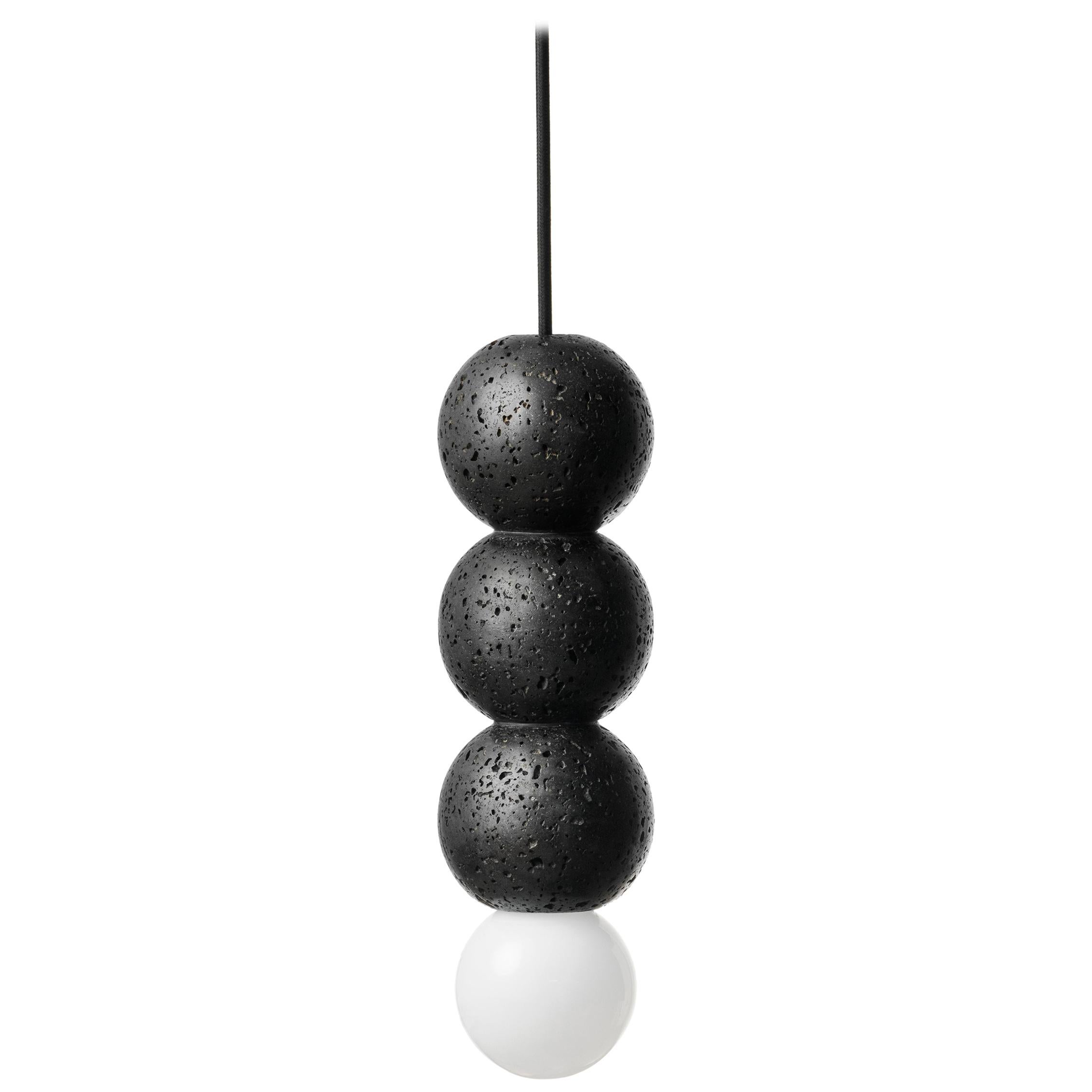 Contemporary Pendant Lamp 'OOOPS' in Black Lava Stone  For Sale