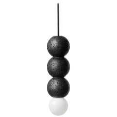 Used Contemporary Pendant Lamp 'OOOPS' in Black Lava Stone 