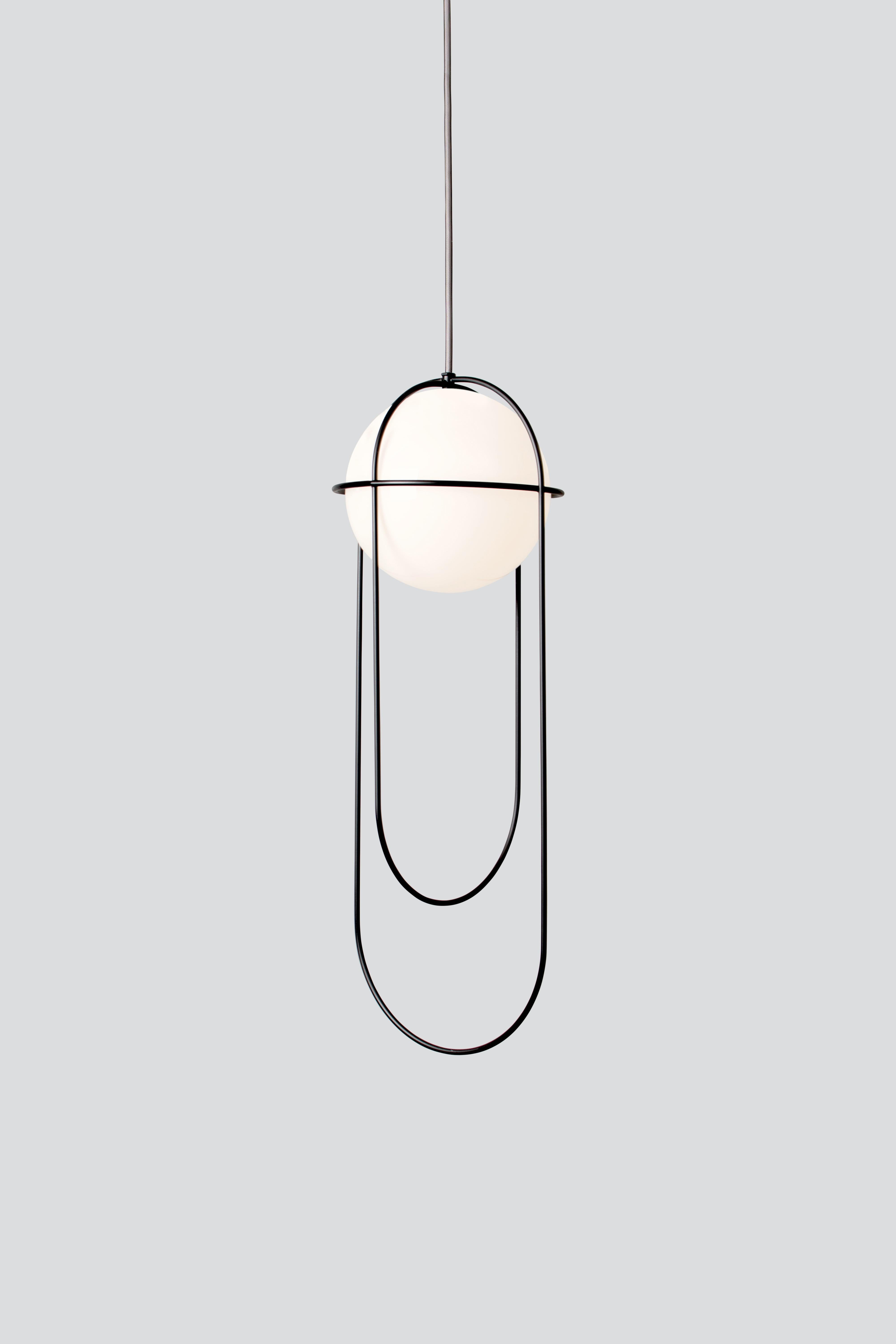 Steel Contemporary Pendant Lamp 'Orbit', Black For Sale