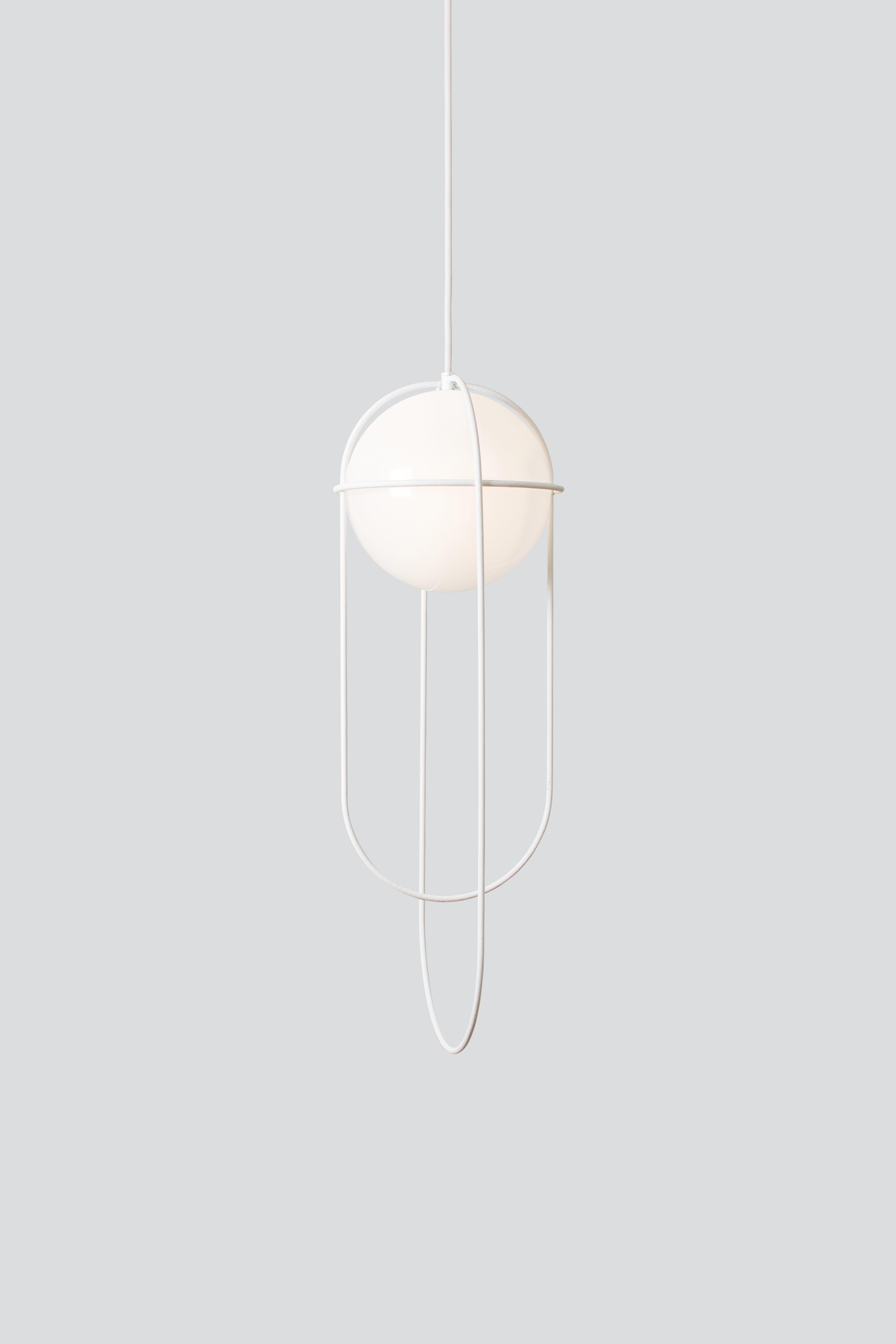 Steel Contemporary Pendant Lamp 'Orbit', White For Sale